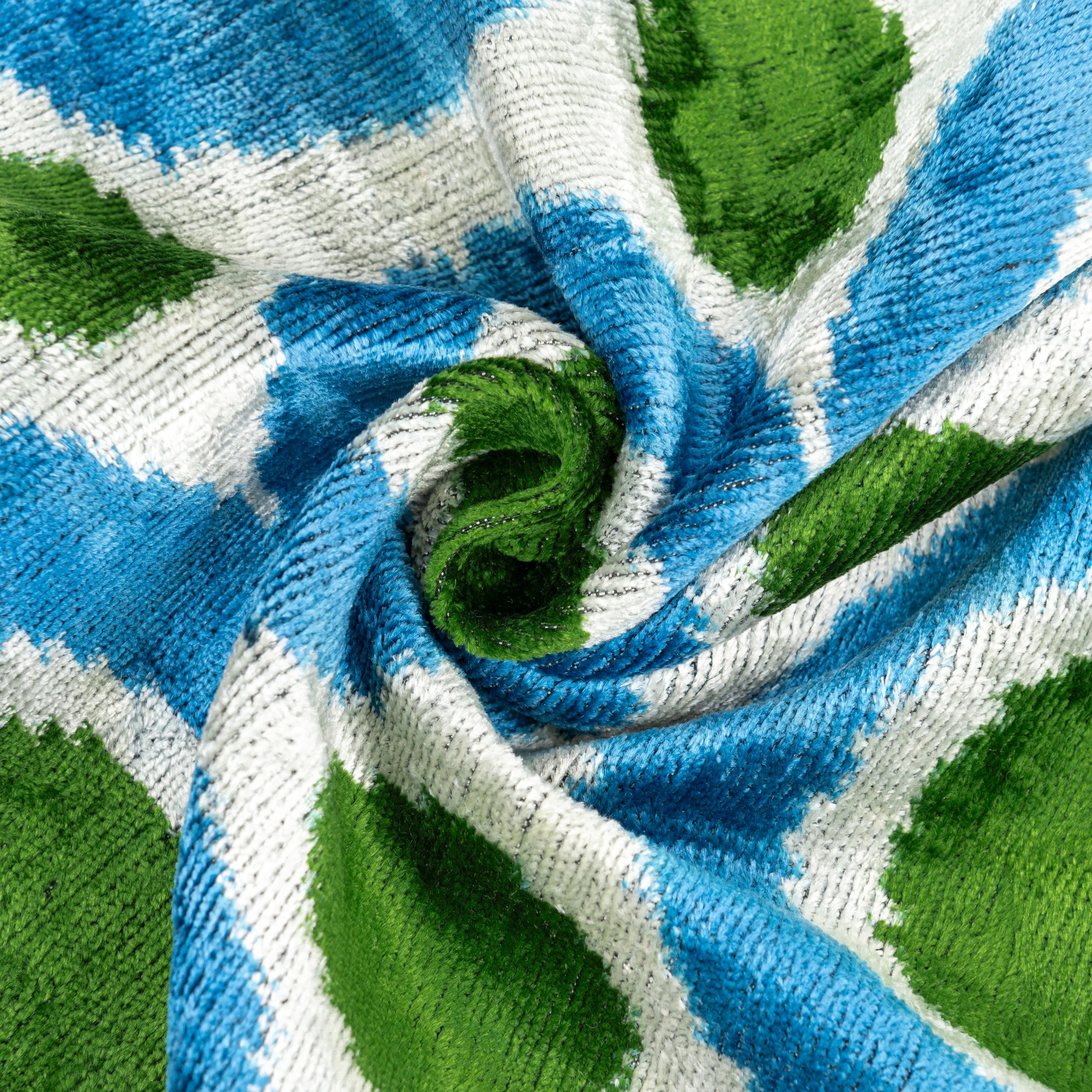 Handmade Velvet Pillow – Blue & Green Retro Circles, 16x24" - Image 2