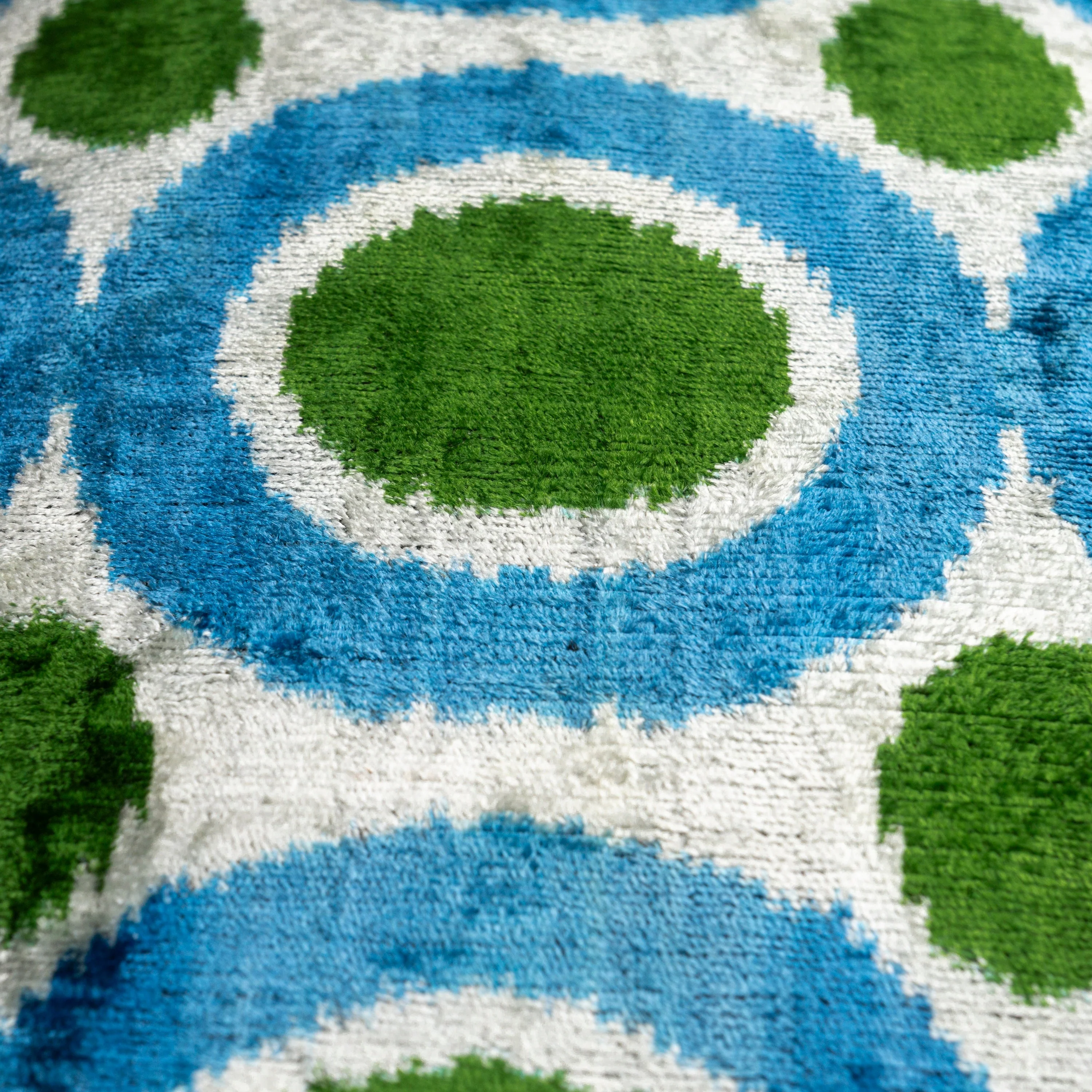 Handmade Velvet Pillow – Blue & Green Retro Circles, 16x24" - Image 4