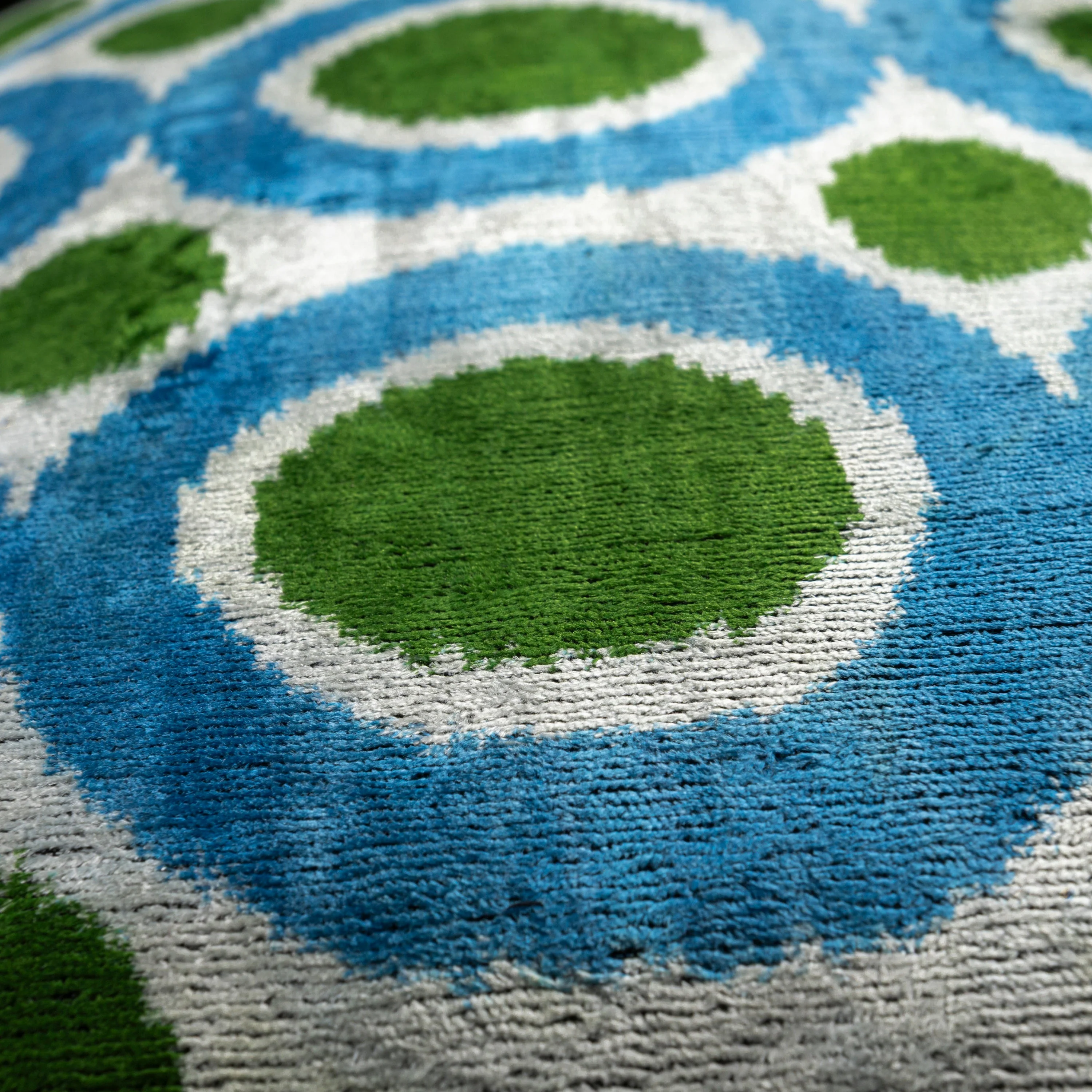 Handmade Velvet Pillow – Blue & Green Retro Circles, 16x24" - Image 5