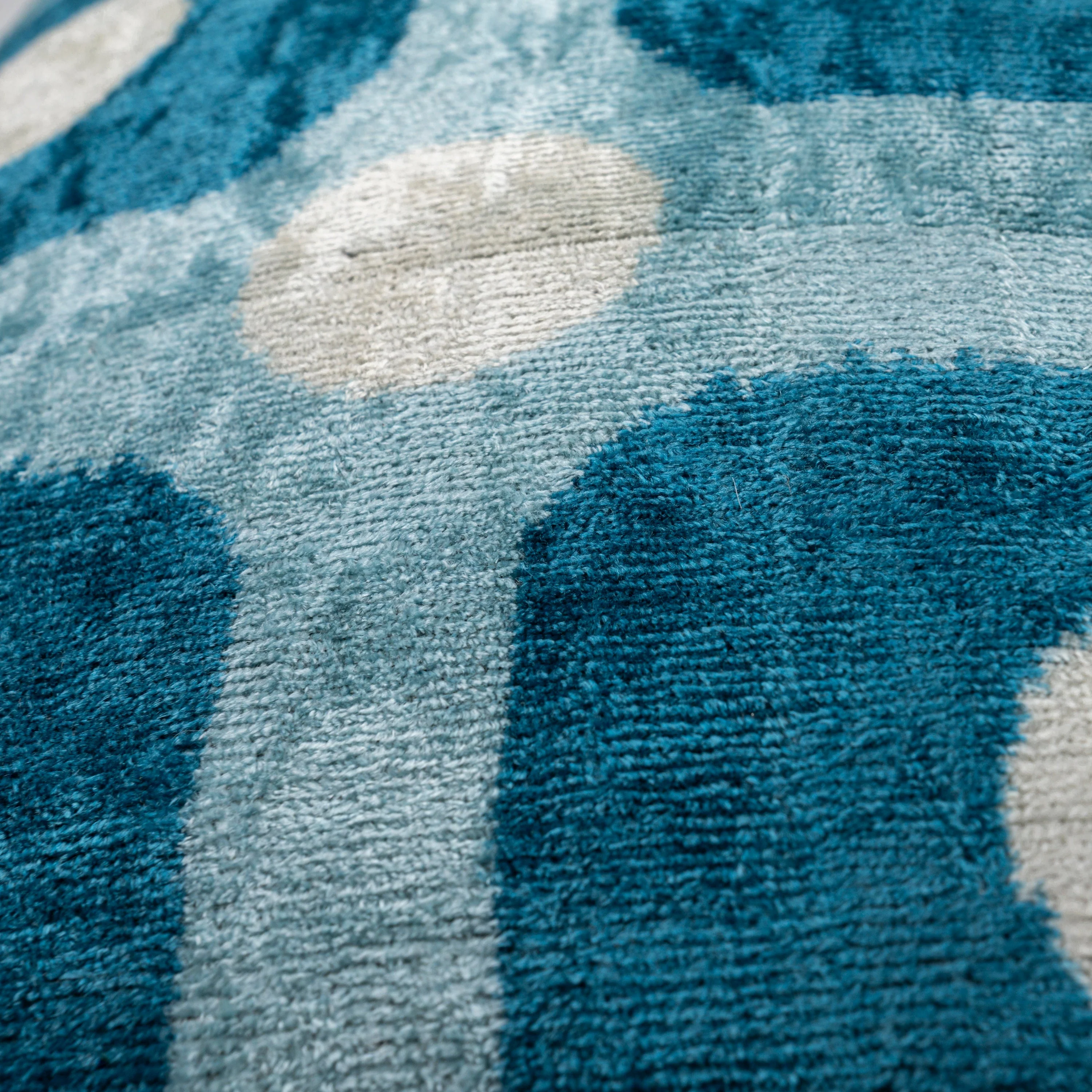 Handmade Velvet Pillow – Blue Retro Grid Pattern, 16x24" - Image 6