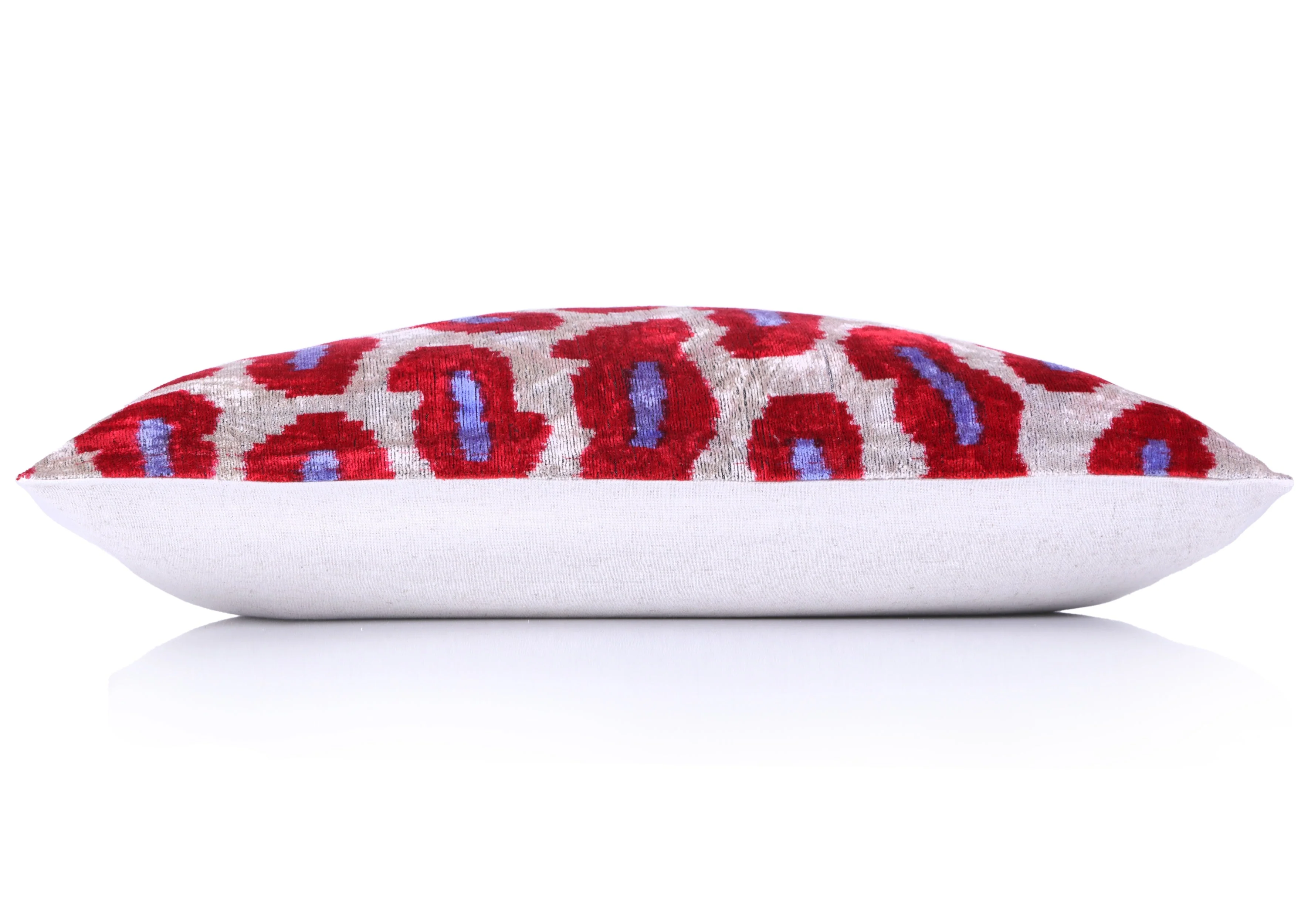 Handmade Velvet Pillow – Red & Lilac Oval Pattern, 16x24" - Image 3