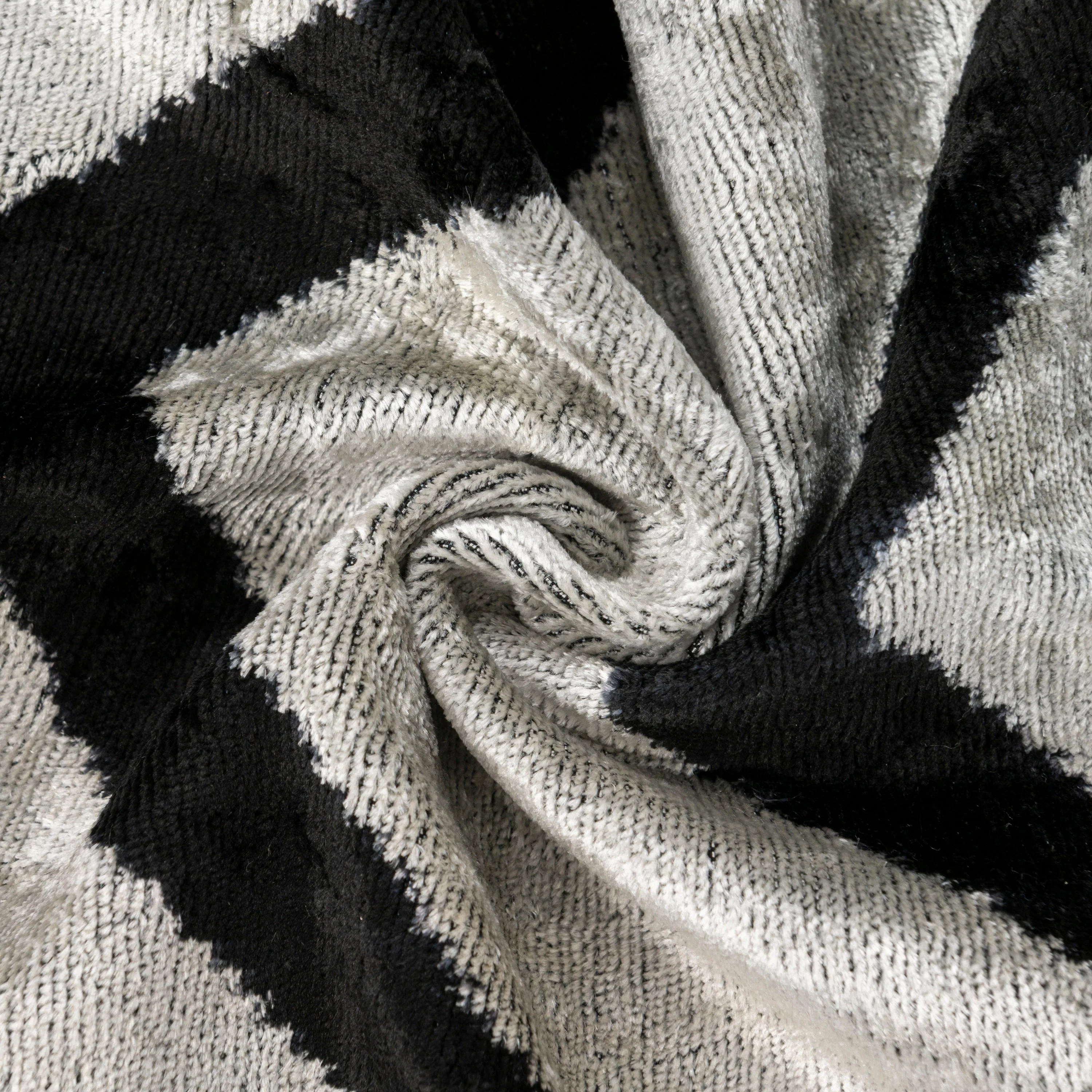 Handmade Velvet Pillow – Silver & Black Chevron, 16x24" - Image 2