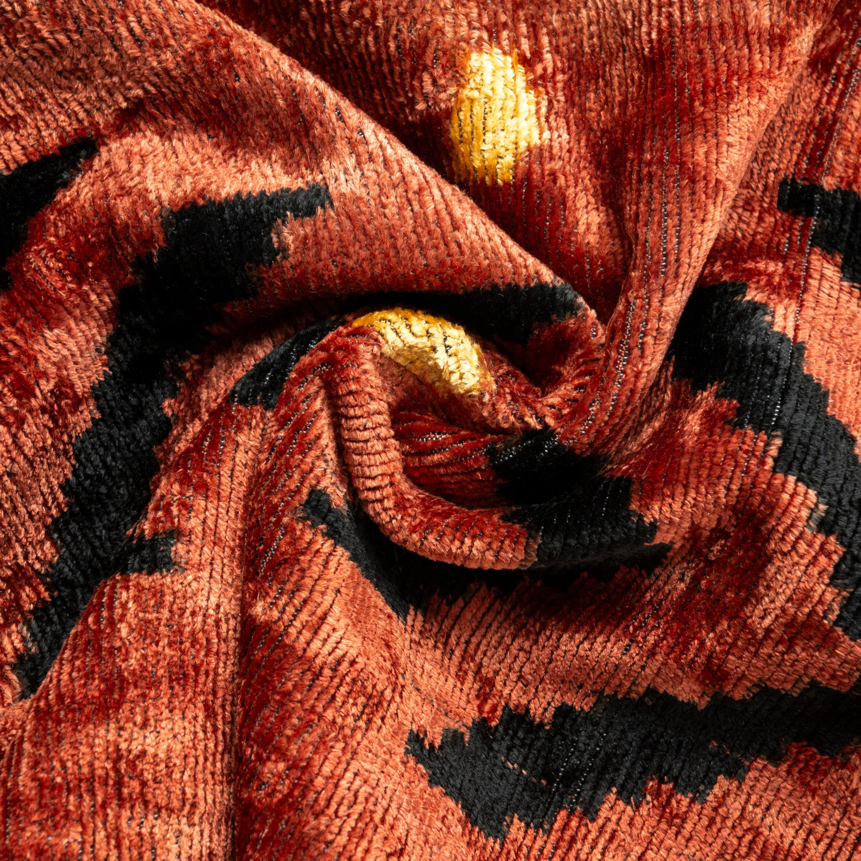 Handmade Velvet Pillow – Terracotta Tribal Pattern, 16x24" - Image 2