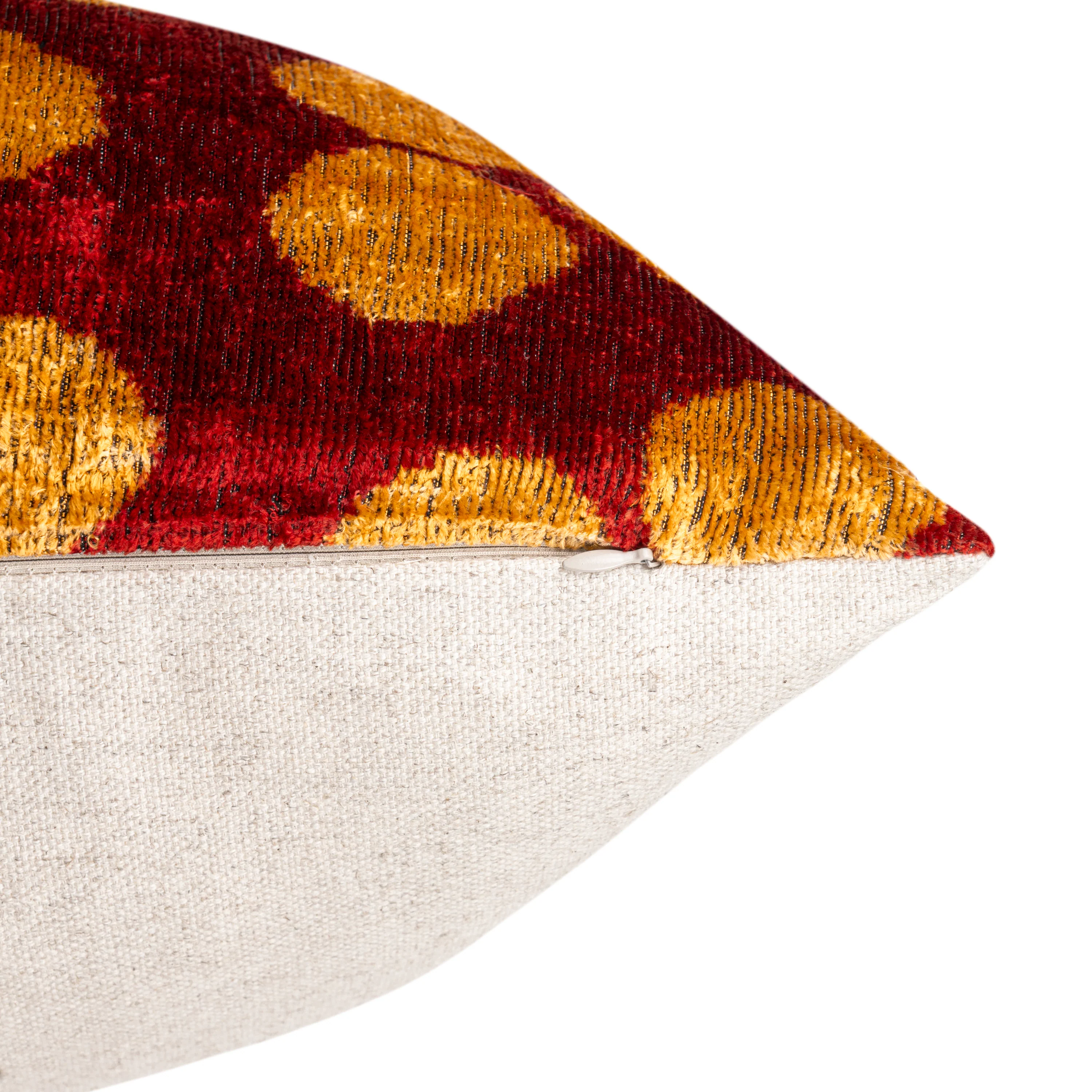 Handmade Velvet Pillow with Down Feather insert – Ruby Red & Gold Polka Dots, 16x24" - Image 4