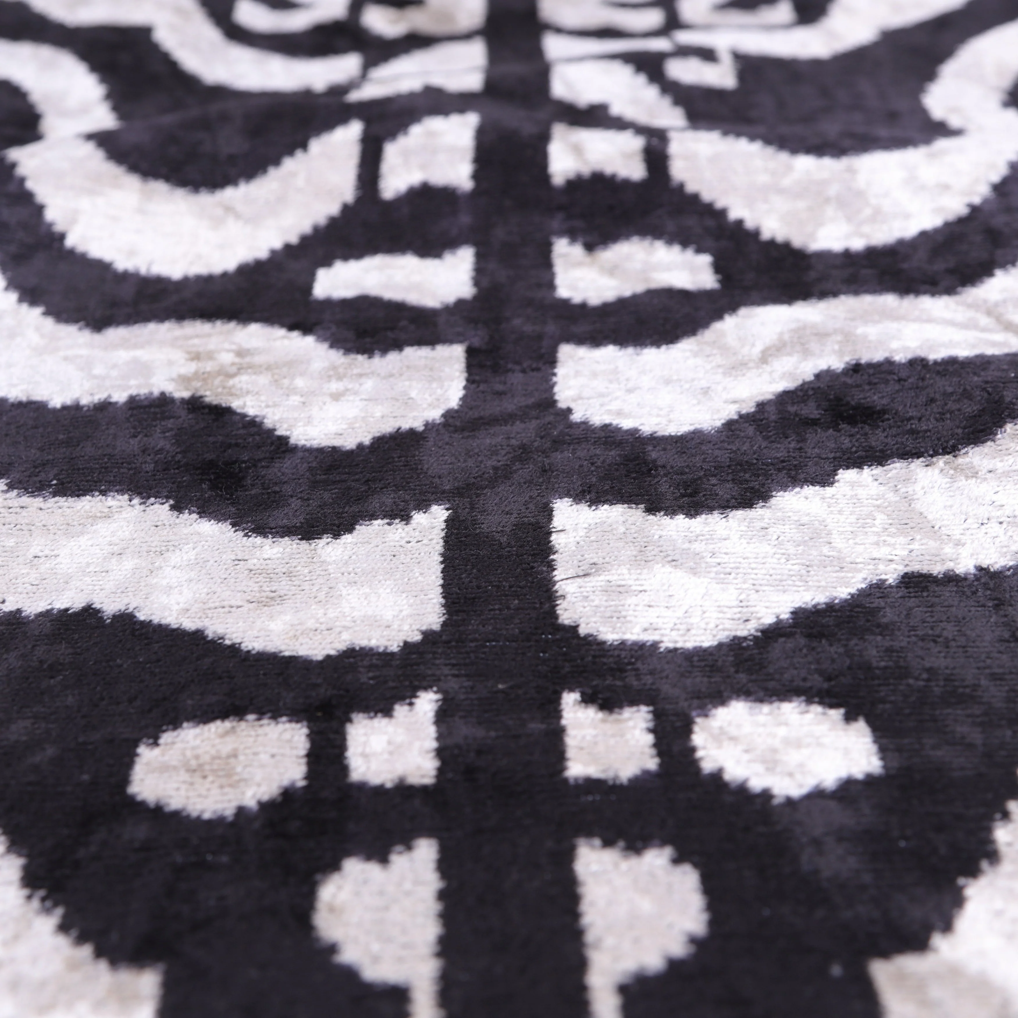 Handmade Velvet Pillow with insert – Black & White Abstract Ikat, 16x24" - Image 5