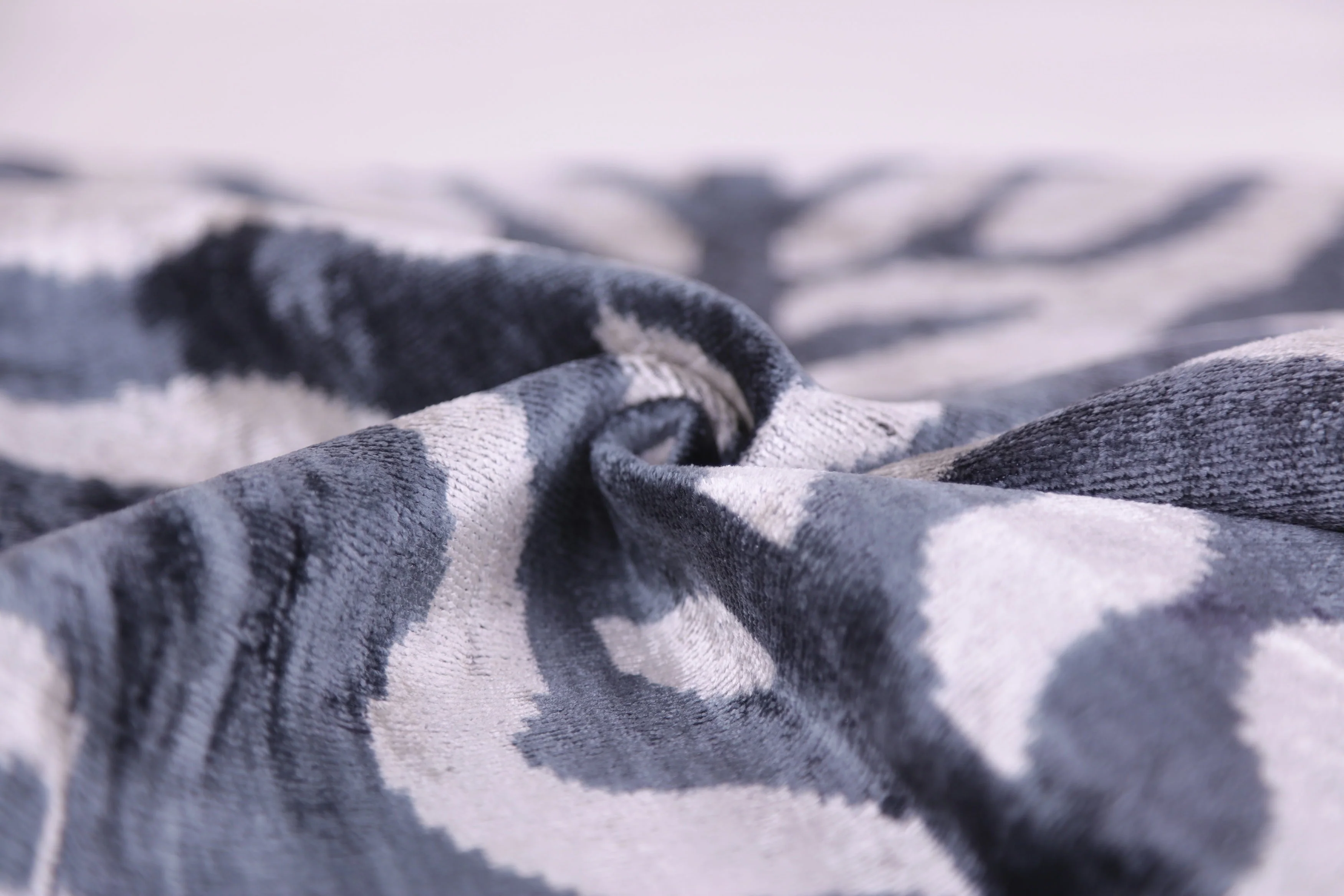 Handmade Velvet Pillow with insert – Blue-Gray Abstract Ikat, 16x24" - Image 6