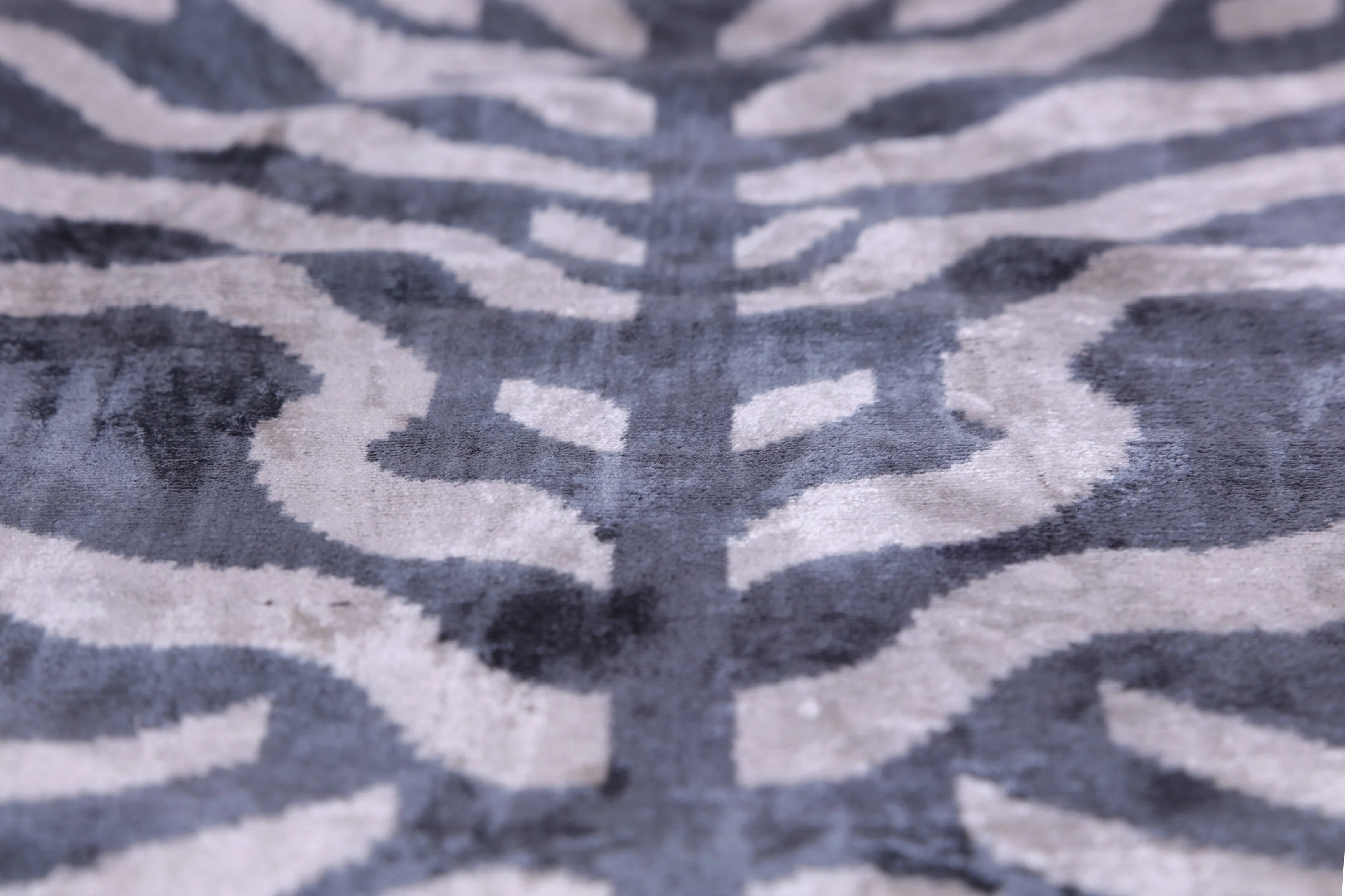 Handmade Velvet Pillow with insert – Blue-Gray Abstract Ikat, 16x24" - Image 8