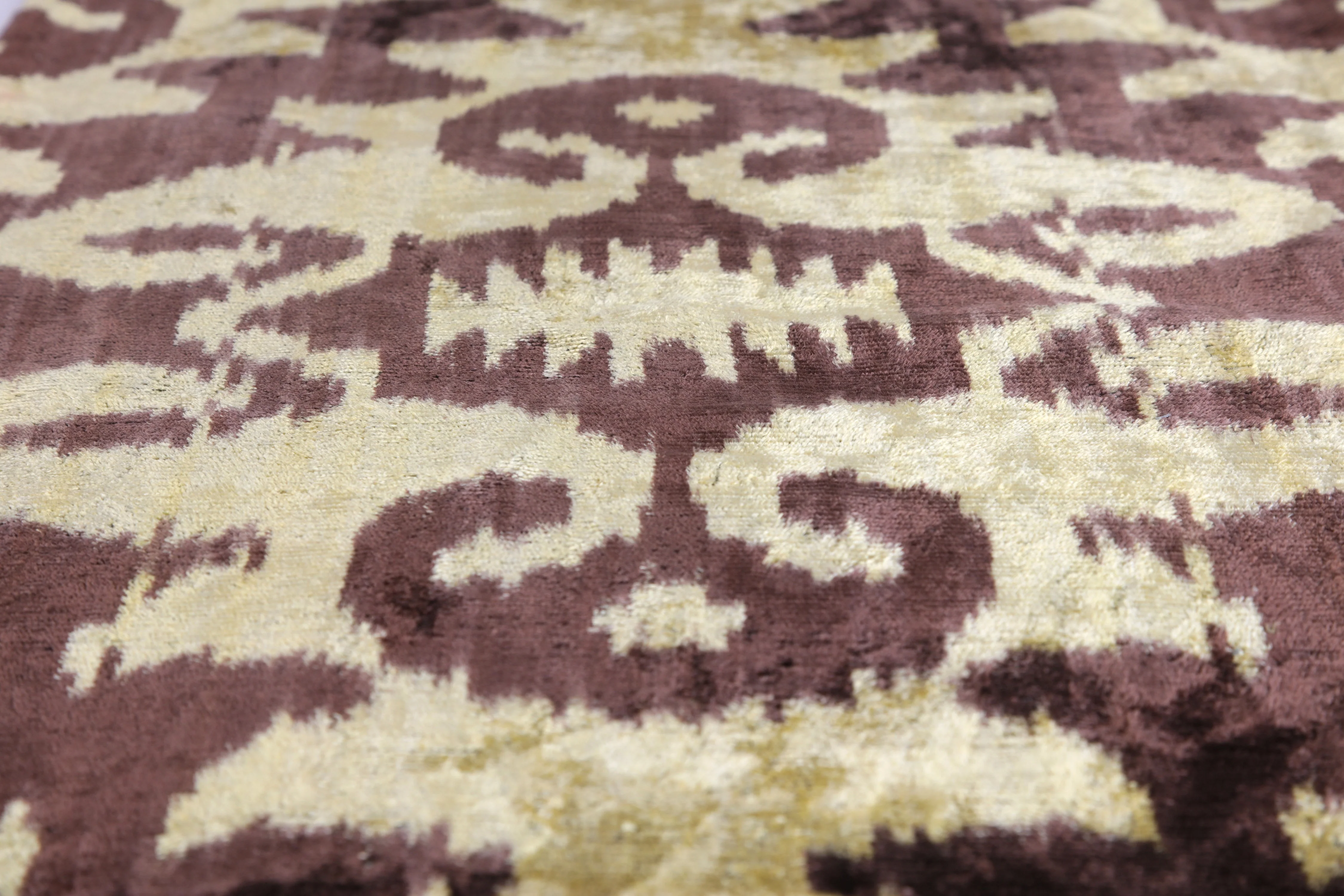 Handmade Velvet Pillow with insert – Gold & Brown Ikat Motif, 16x24" - Image 6