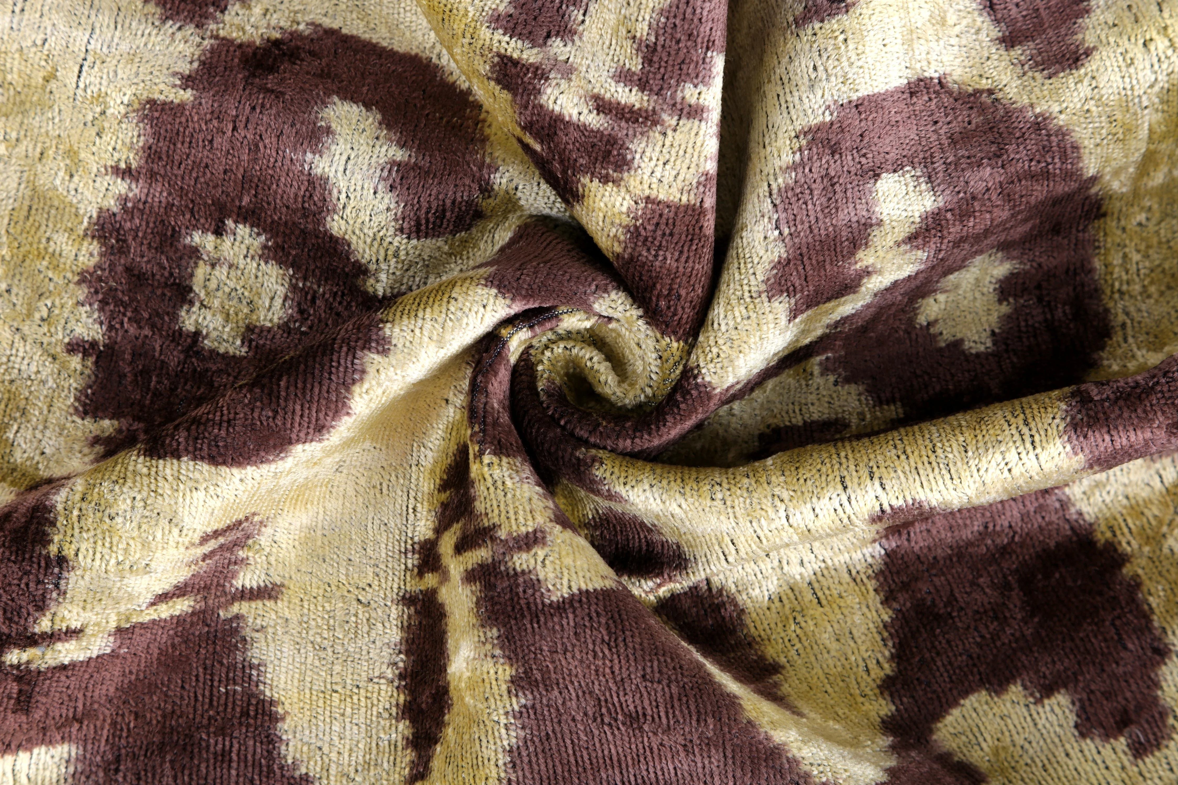 Handmade Velvet Pillow with insert – Gold & Brown Ikat Motif, 16x24" - Image 7