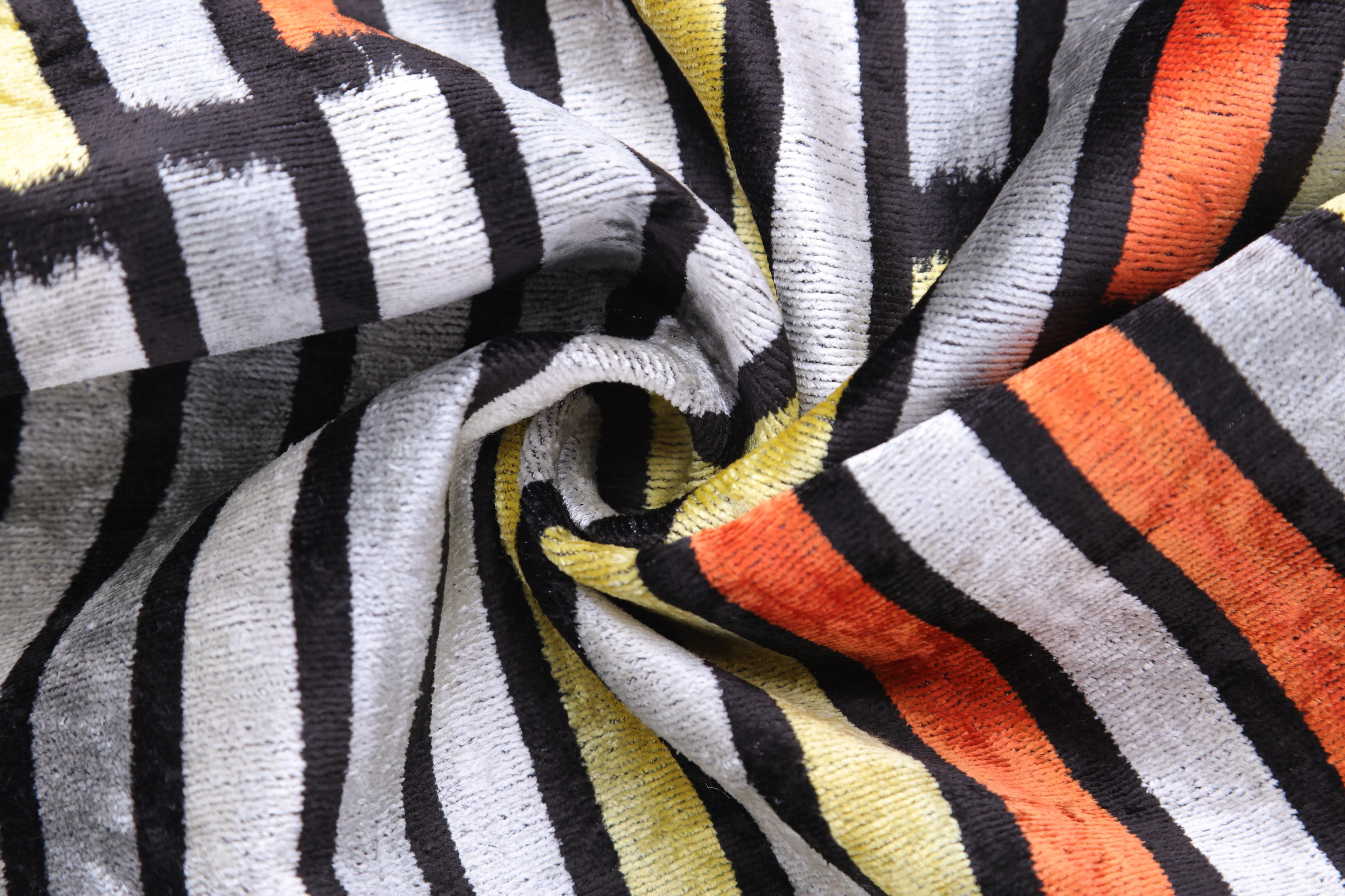 Handmade Velvet Pillow with insert – Modern Striped Ikat, Sunset Tones, 16x24" - Image 7