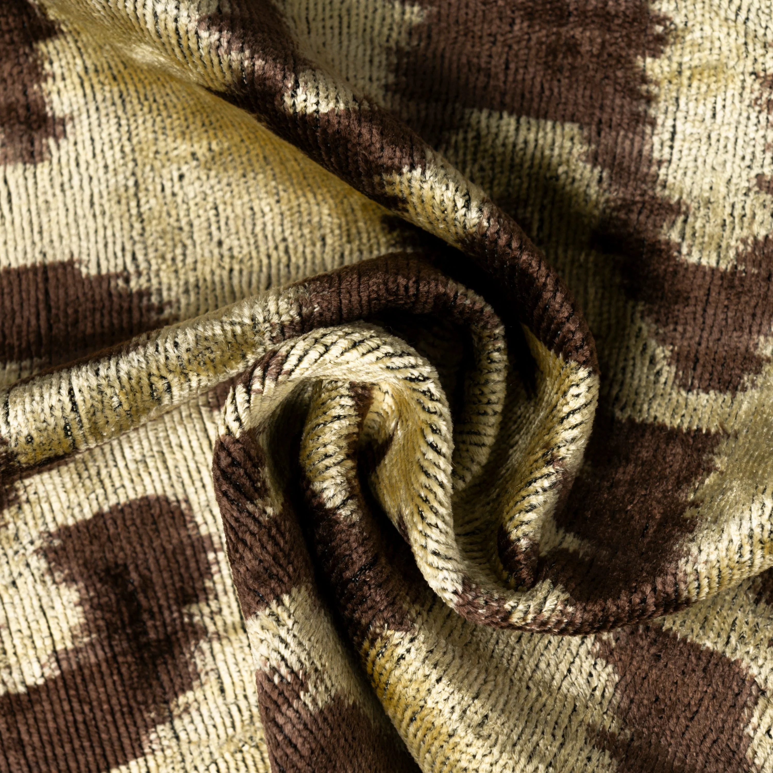 Handmade Velvet Pillow with insert – Olive & Brown Ikat Pattern, 16x24" - Image 2