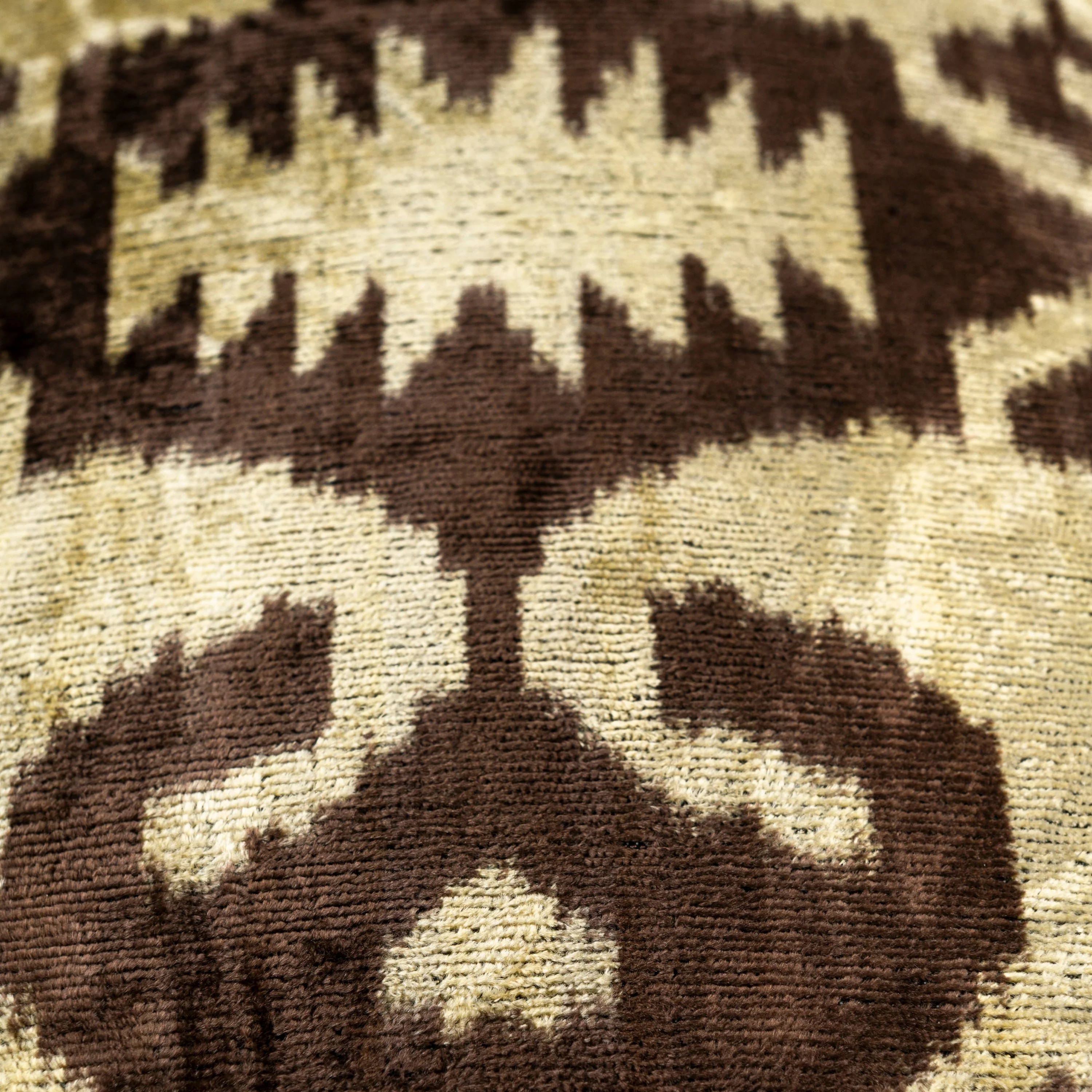 Handmade Velvet Pillow with insert – Olive & Brown Ikat Pattern, 16x24" - Image 4