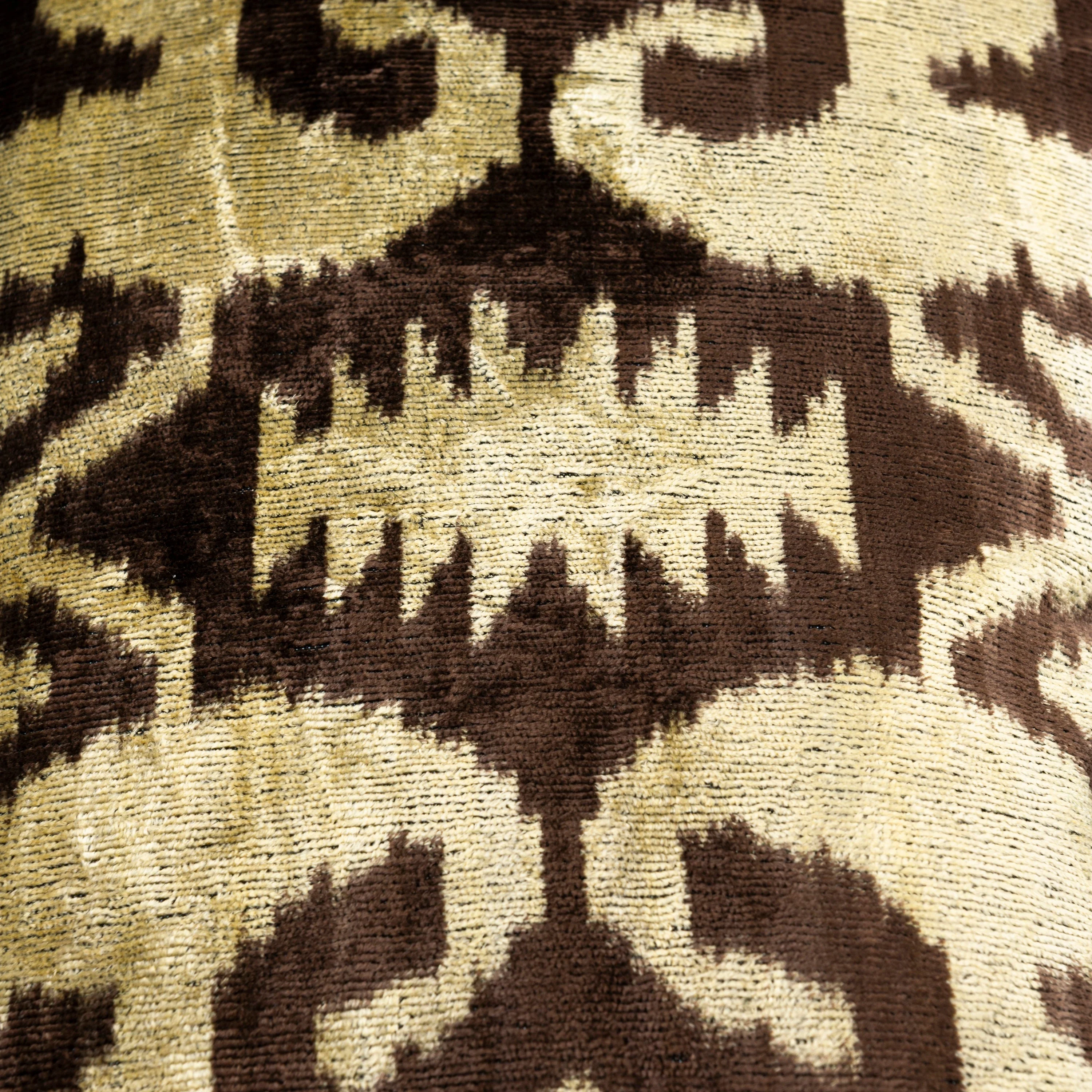 Handmade Velvet Pillow with insert – Olive & Brown Ikat Pattern, 16x24" - Image 6