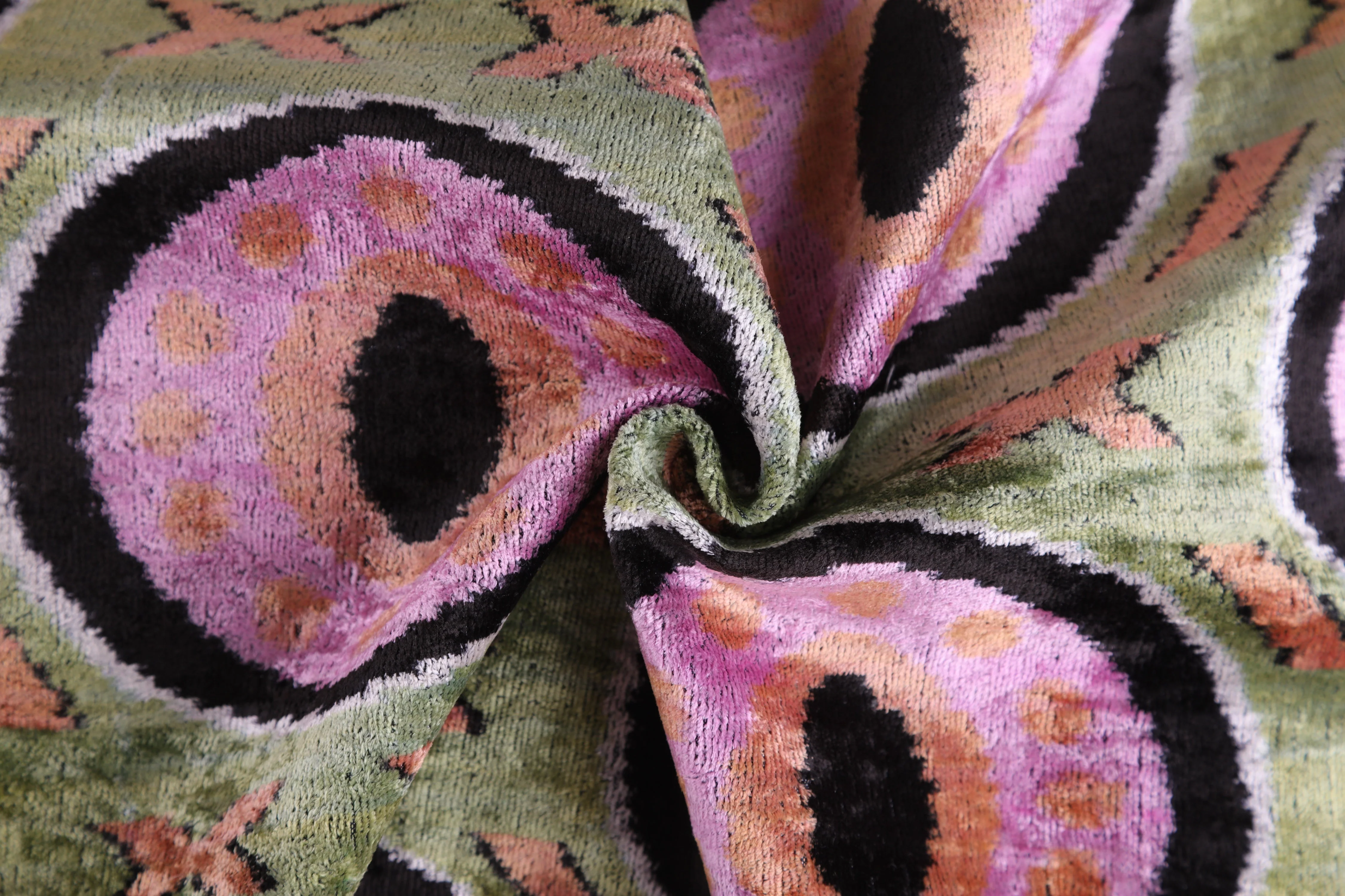 Handmade Velvet Pillow with insert – Sage Green & Lilac Circle Motif, 16x24" - Image 2