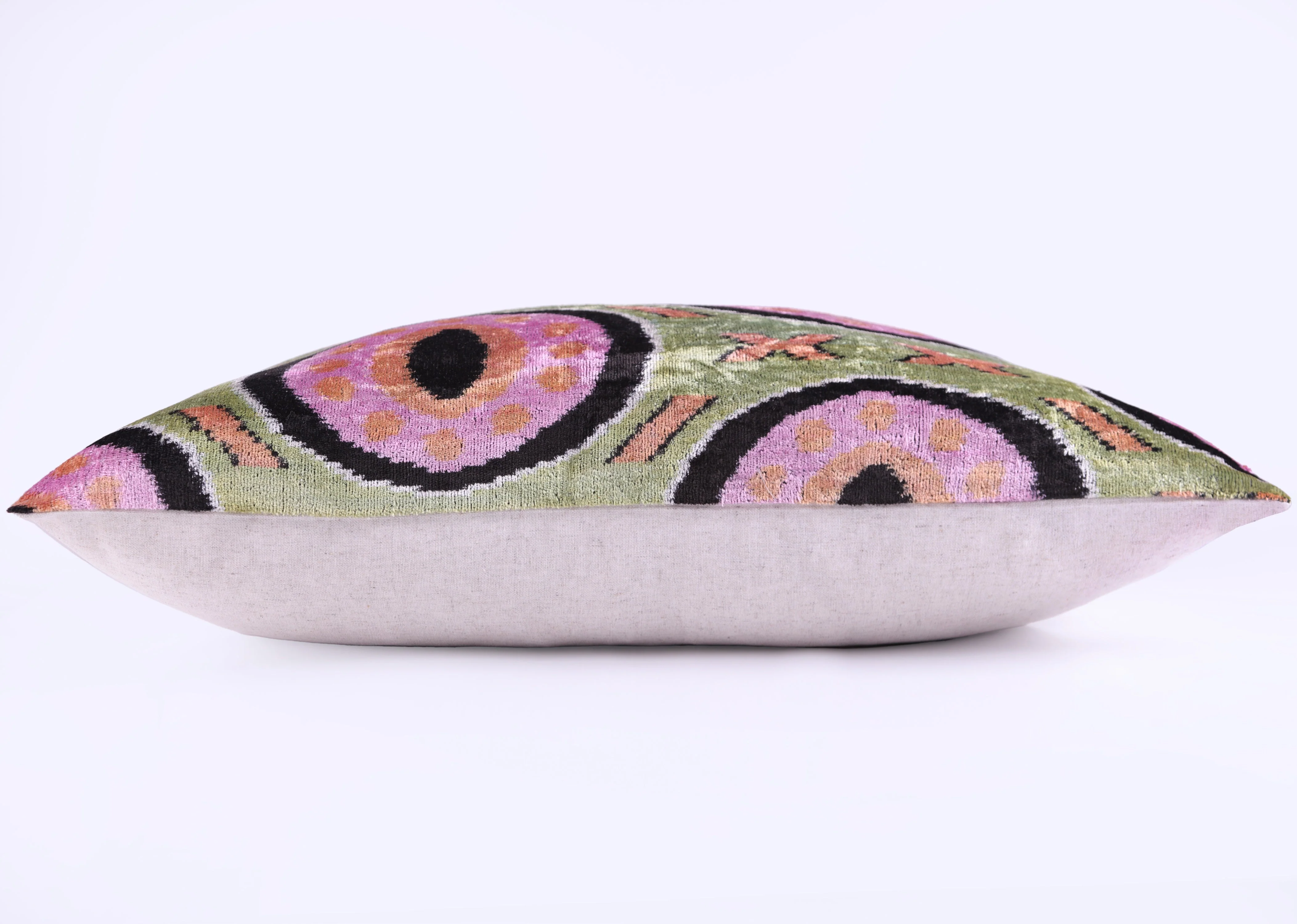 Handmade Velvet Pillow with insert – Sage Green & Lilac Circle Motif, 16x24" - Image 5