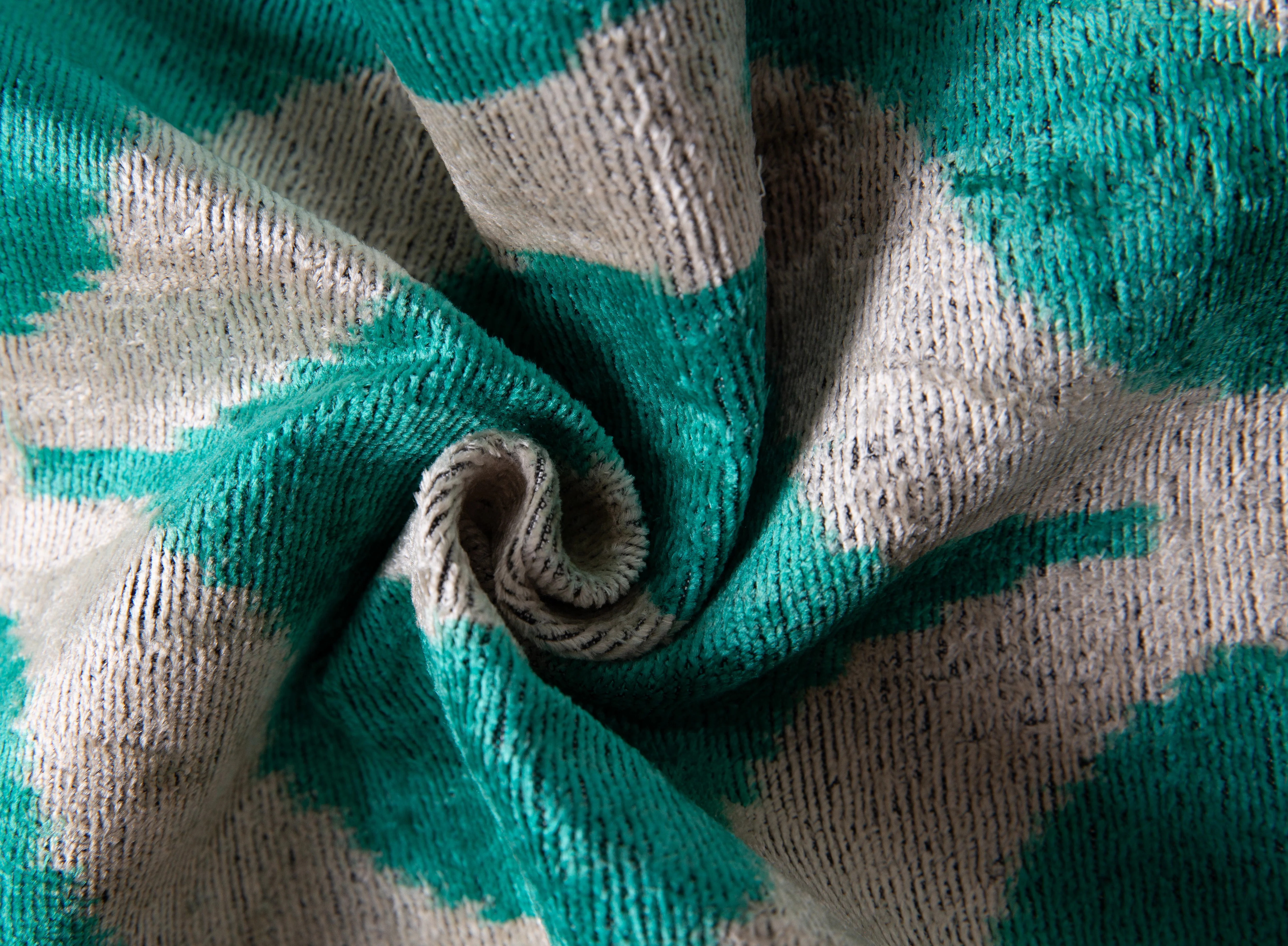 Handmade Velvet Throw Pillow - 16x24 Inches, Naturally Vegetable-Dyed, Premium Down Feather Insert - Teal and Beige Geometric Design, Luxury Home Decor Accent - Image 2