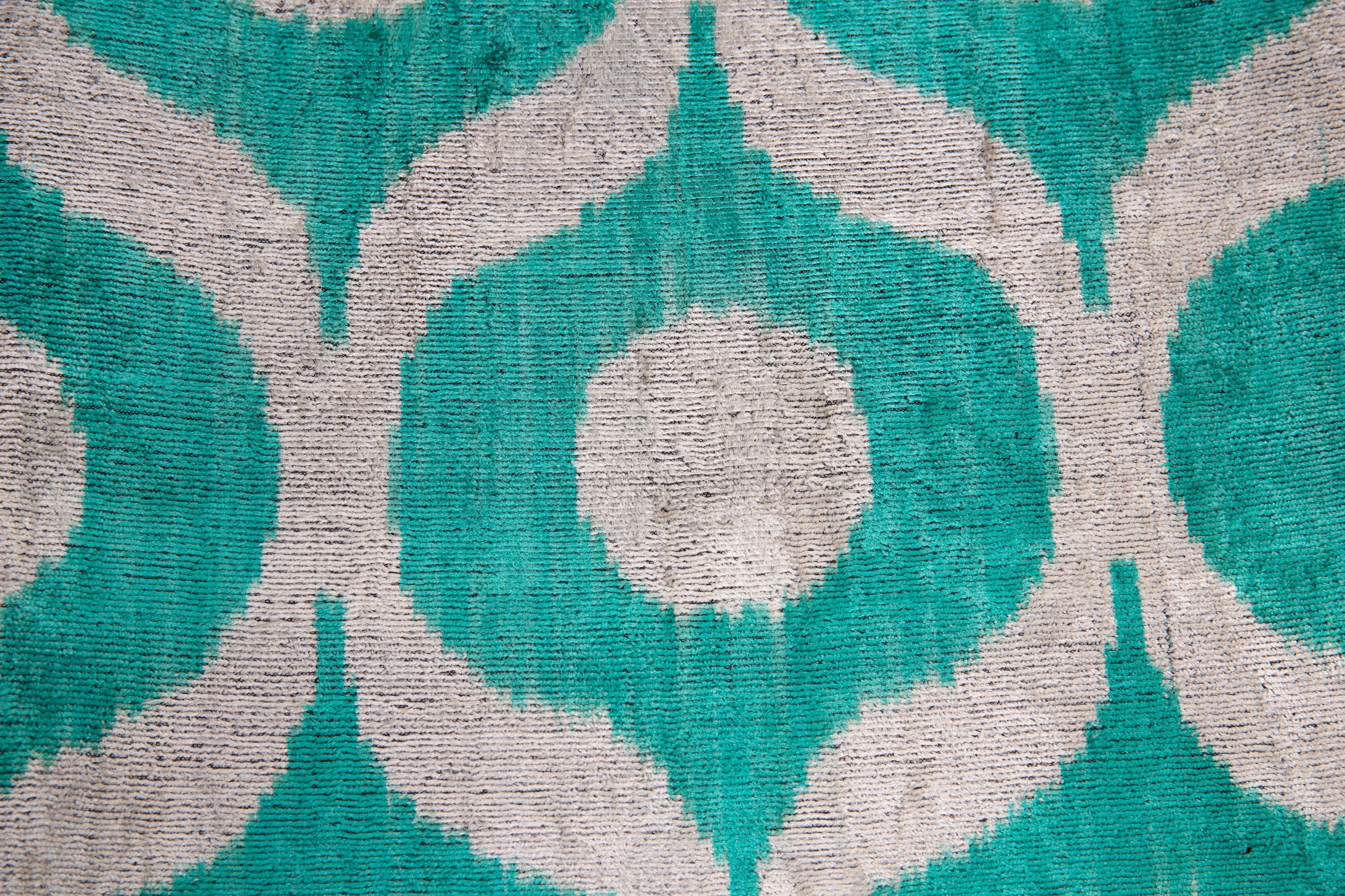 Handmade Velvet Throw Pillow - 16x24 Inches, Naturally Vegetable-Dyed, Premium Down Feather Insert - Teal and Beige Geometric Design, Luxury Home Decor Accent - Image 4