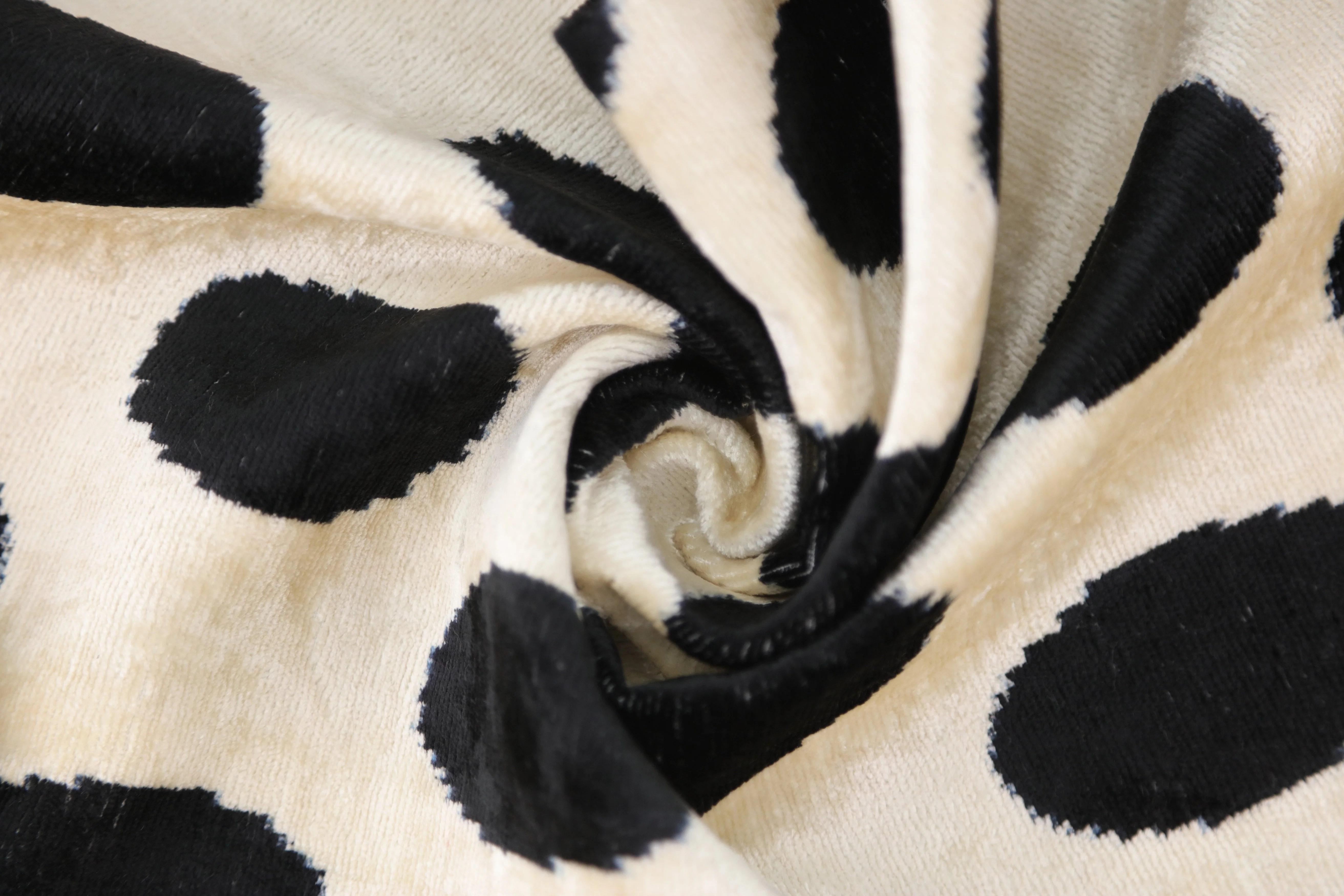 Handmade Velvet Throw Pillow – Black Polka Dot on Ivory (16x24) - Image 2