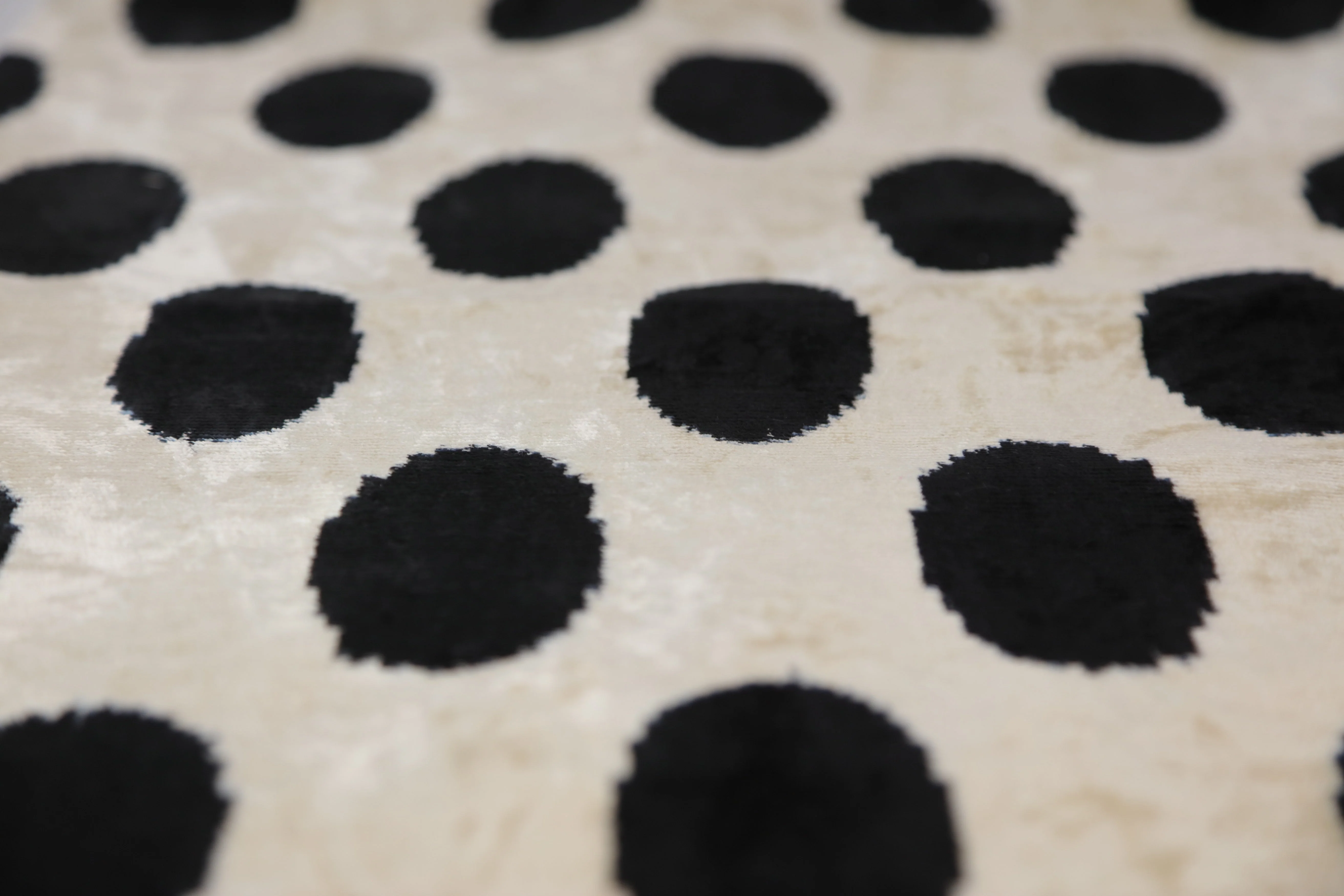 Handmade Velvet Throw Pillow – Black Polka Dot on Ivory (16x24) - Image 6
