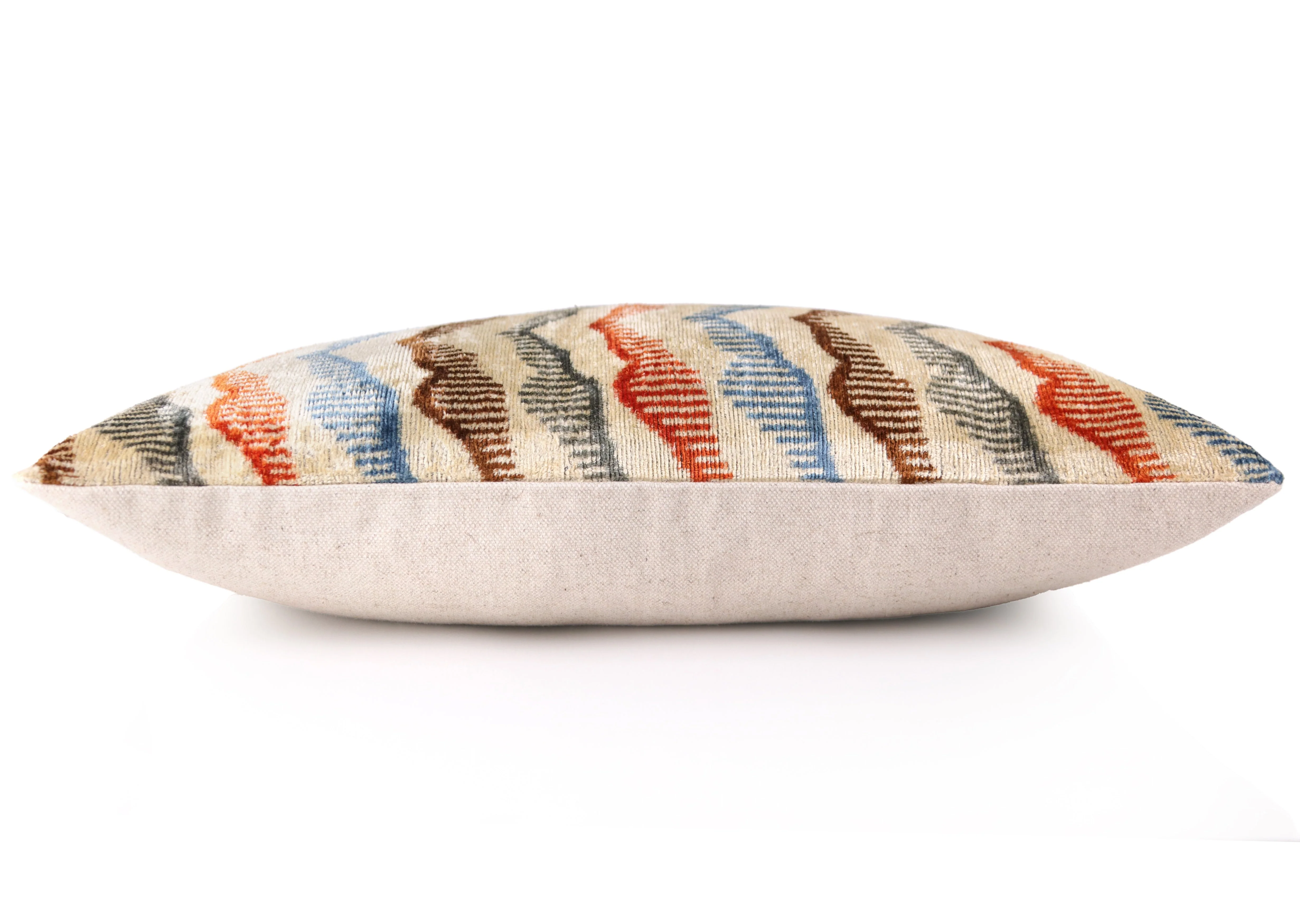 Handmade Velvet Throw Pillow – Earth Zigzag Pattern (16x24) - Image 3