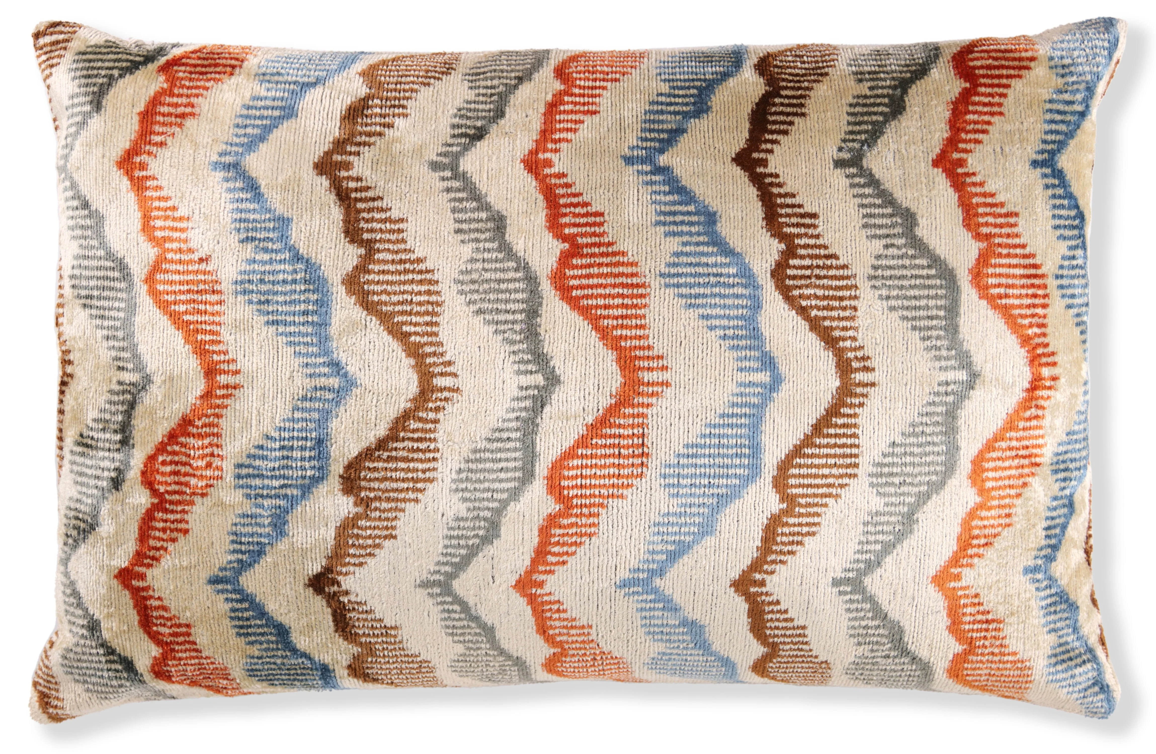 Handmade Velvet Throw Pillow – Earth Zigzag Pattern (16x24) - Image 4