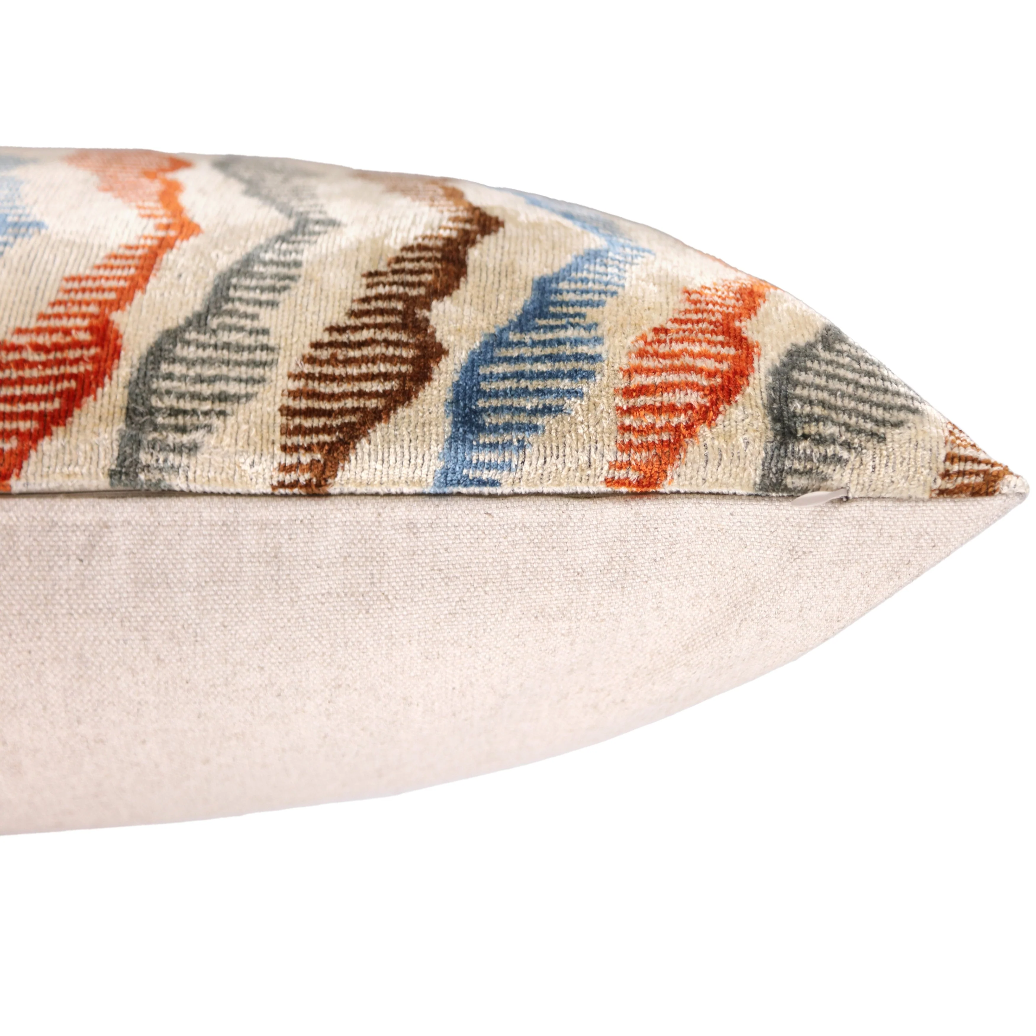 Handmade Velvet Throw Pillow – Earth Zigzag Pattern (16x24) - Image 6