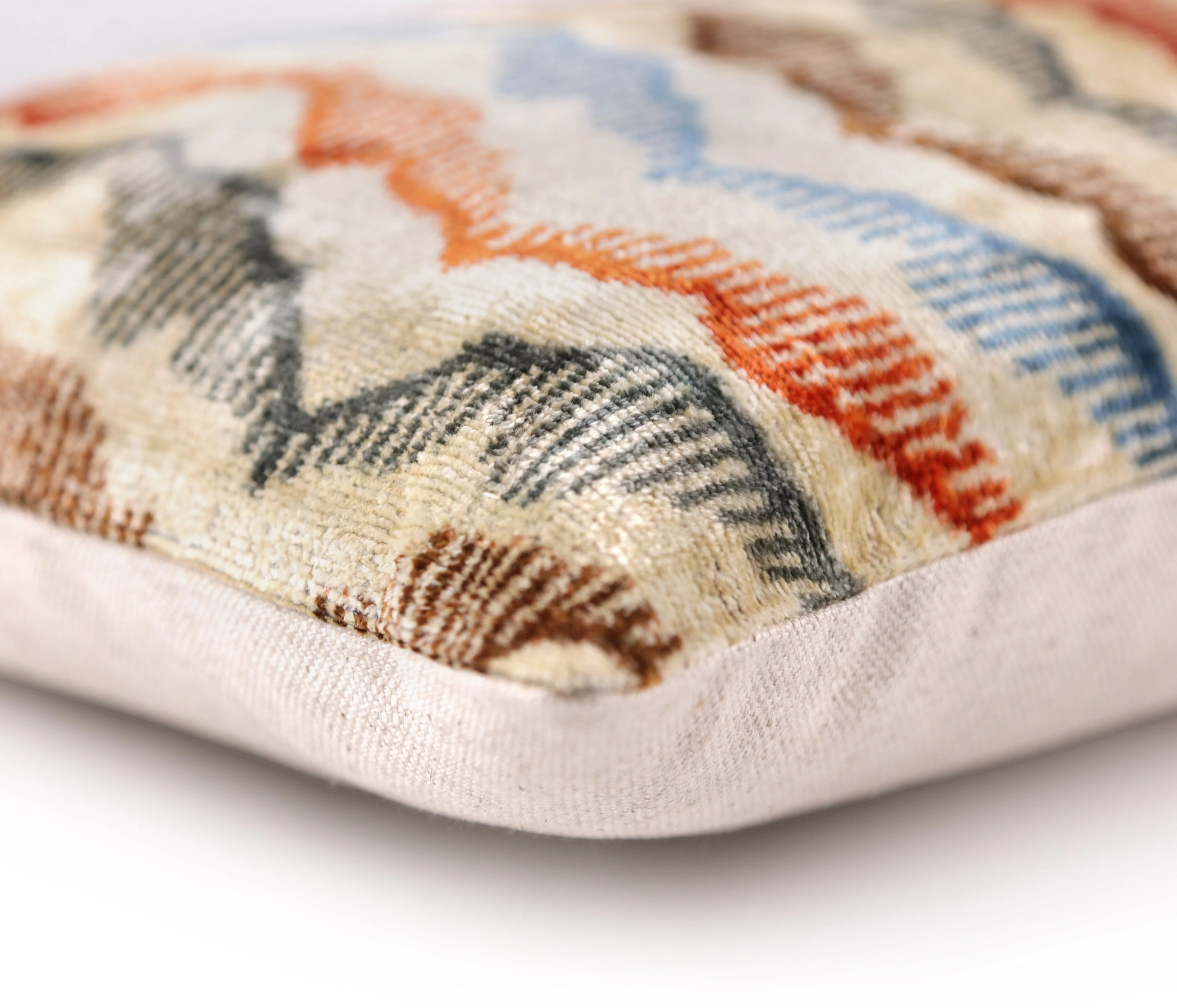 Handmade Velvet Throw Pillow – Earth Zigzag Pattern (16x24) - Image 8