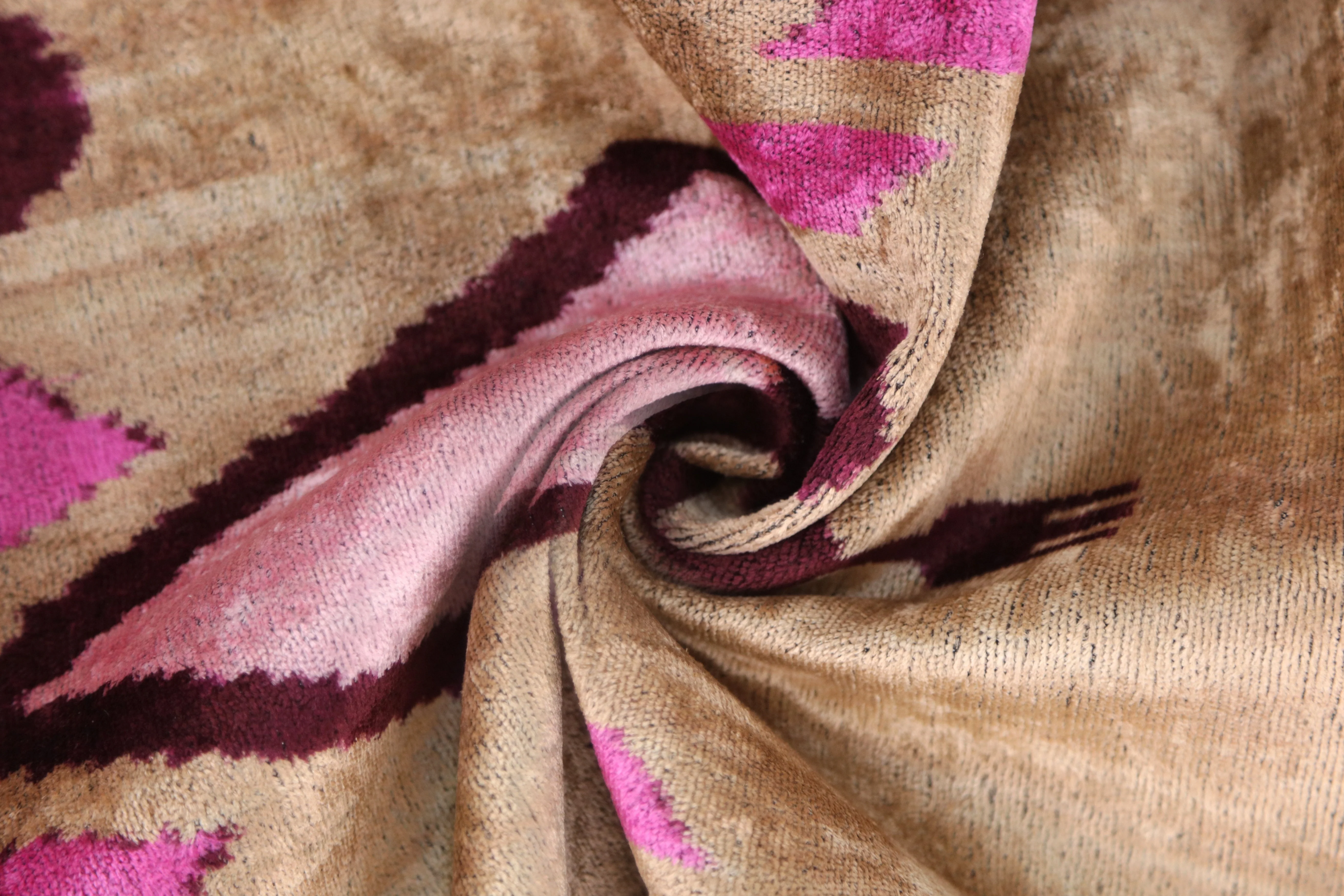 Handmade Velvet Throw Pillow – Tribal Heart in Pink & Taupe (16x24) - Image 2
