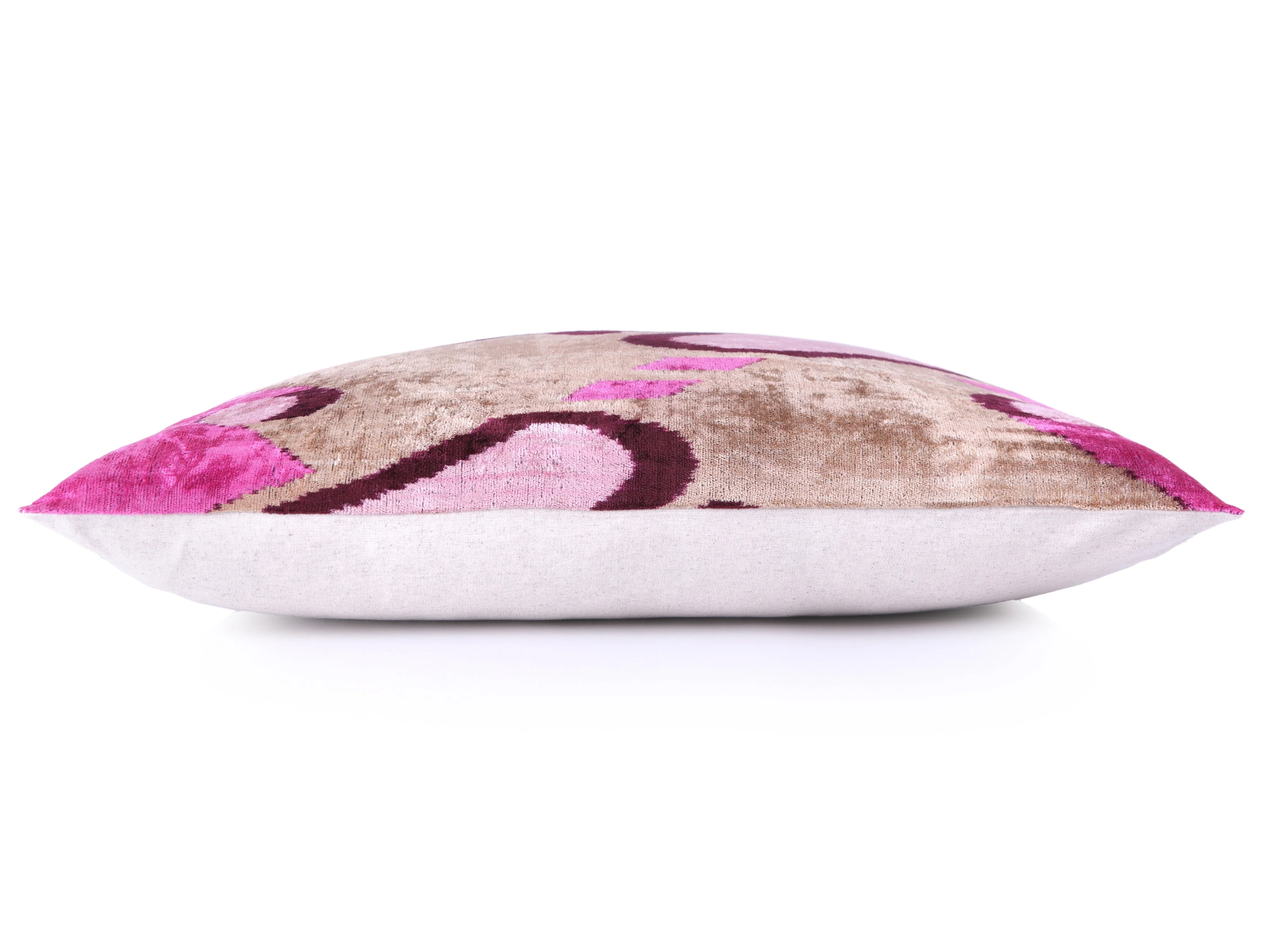 Handmade Velvet Throw Pillow – Tribal Heart in Pink & Taupe (16x24) - Image 3