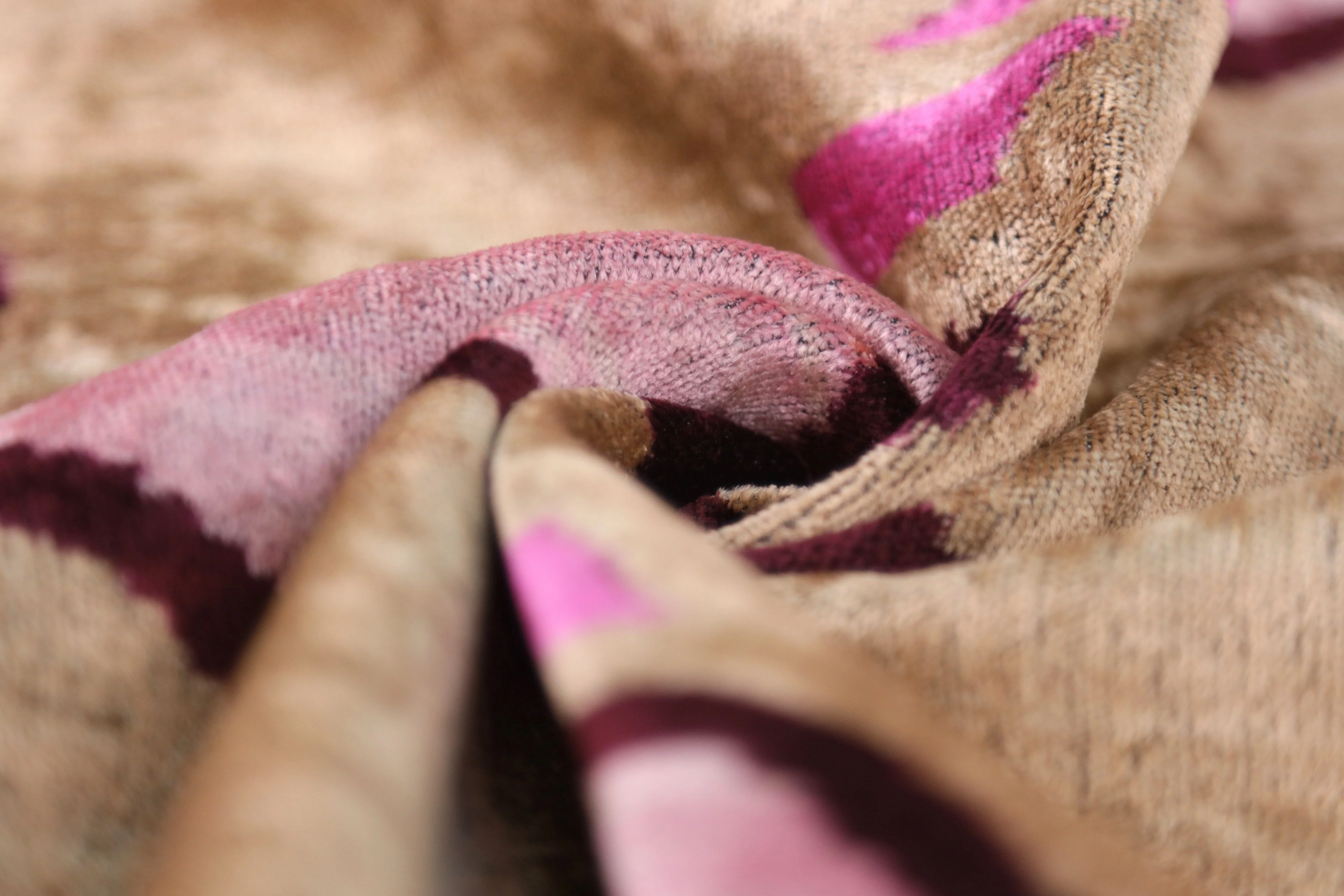 Handmade Velvet Throw Pillow – Tribal Heart in Pink & Taupe (16x24) - Image 7