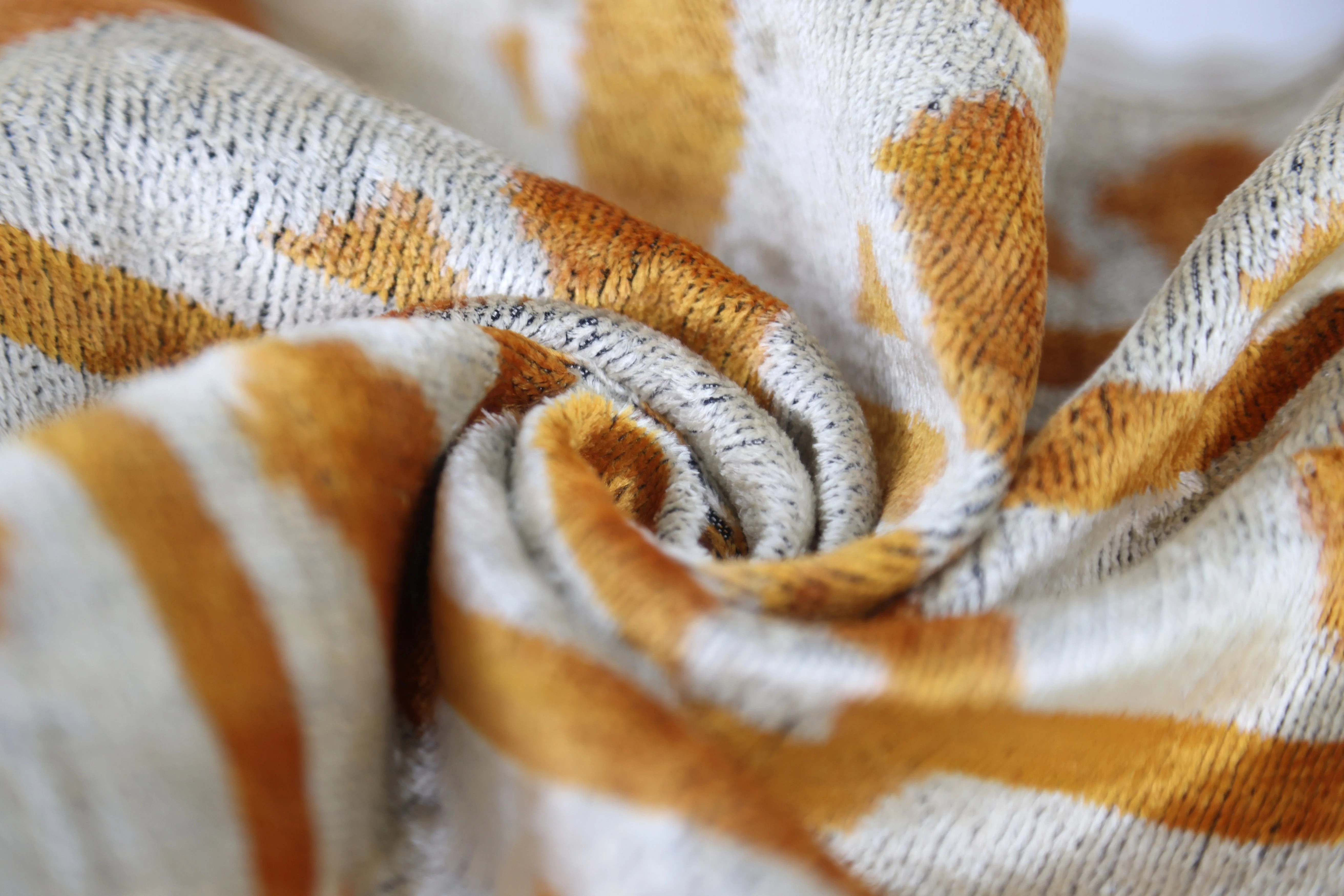 Handmade Velvet Tribal Pillow – 16x24" Gold & Ivory Silk Cushion - Image 2