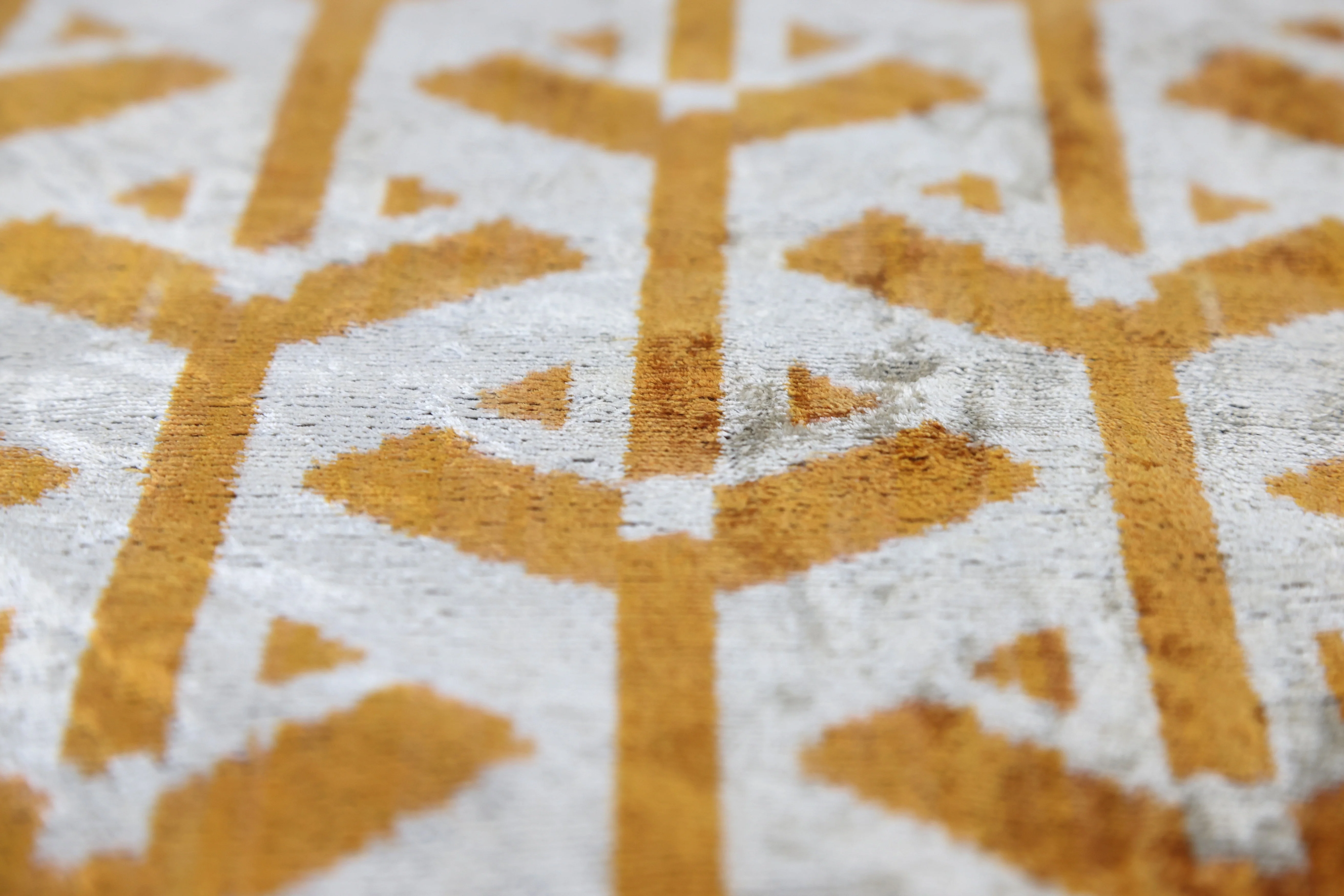 Handmade Velvet Tribal Pillow – 16x24" Gold & Ivory Silk Cushion - Image 3