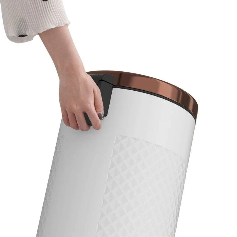 Hands Free White/Gold Metal Step On Trash Can - 8 Gallons - Image 3