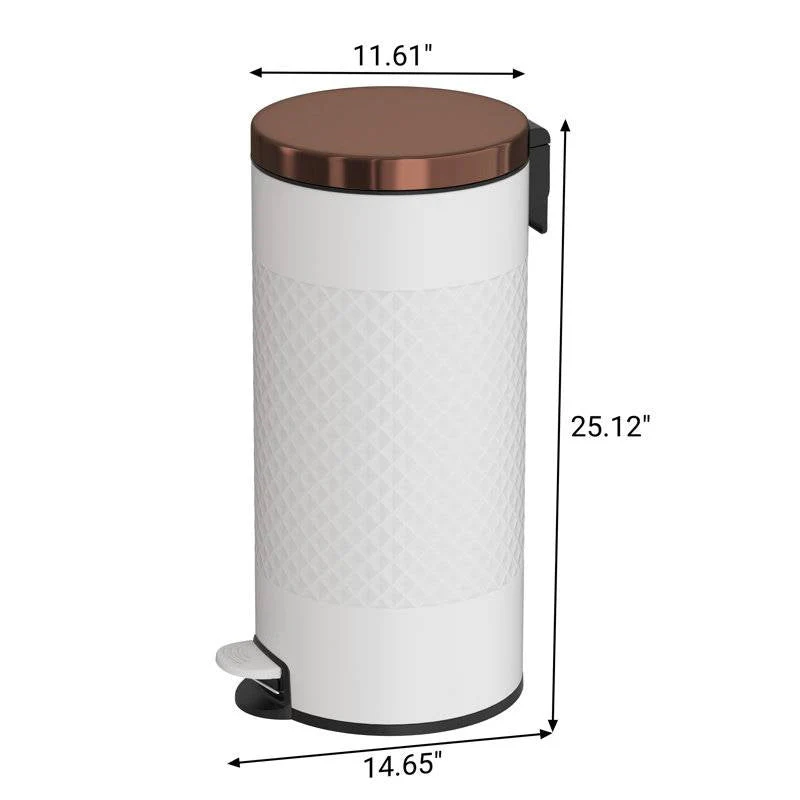 Hands Free White/Gold Metal Step On Trash Can - 8 Gallons - Image 4
