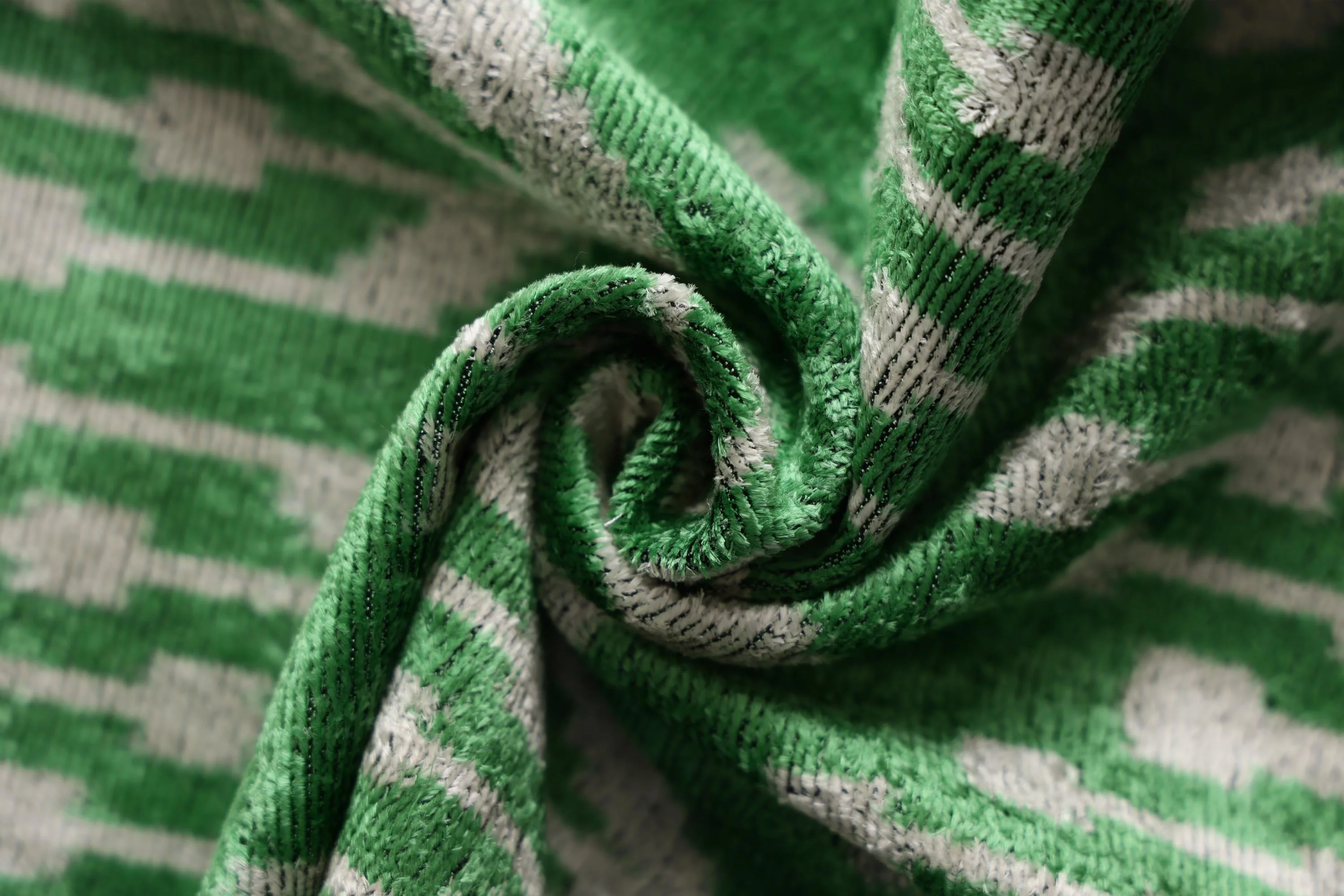Handwoven Green Ikat Silk Velvet Pillow 20x20 Inch | Luxury Organic Decorative Throw Pillow - Image 2
