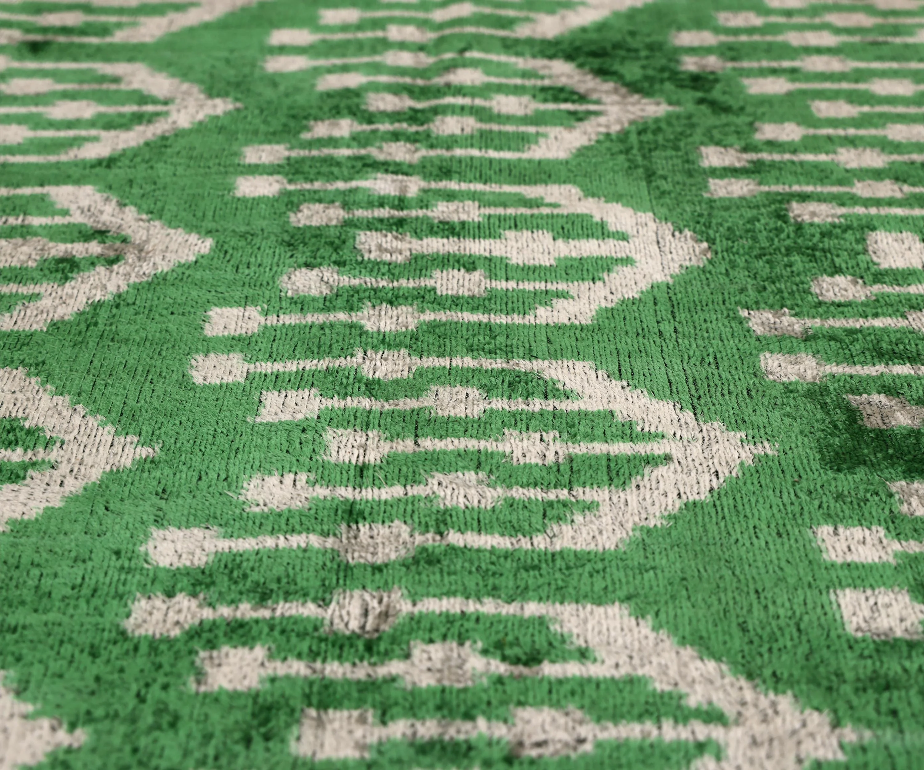 Handwoven Green Ikat Silk Velvet Pillow 20x20 Inch | Luxury Organic Decorative Throw Pillow - Image 3