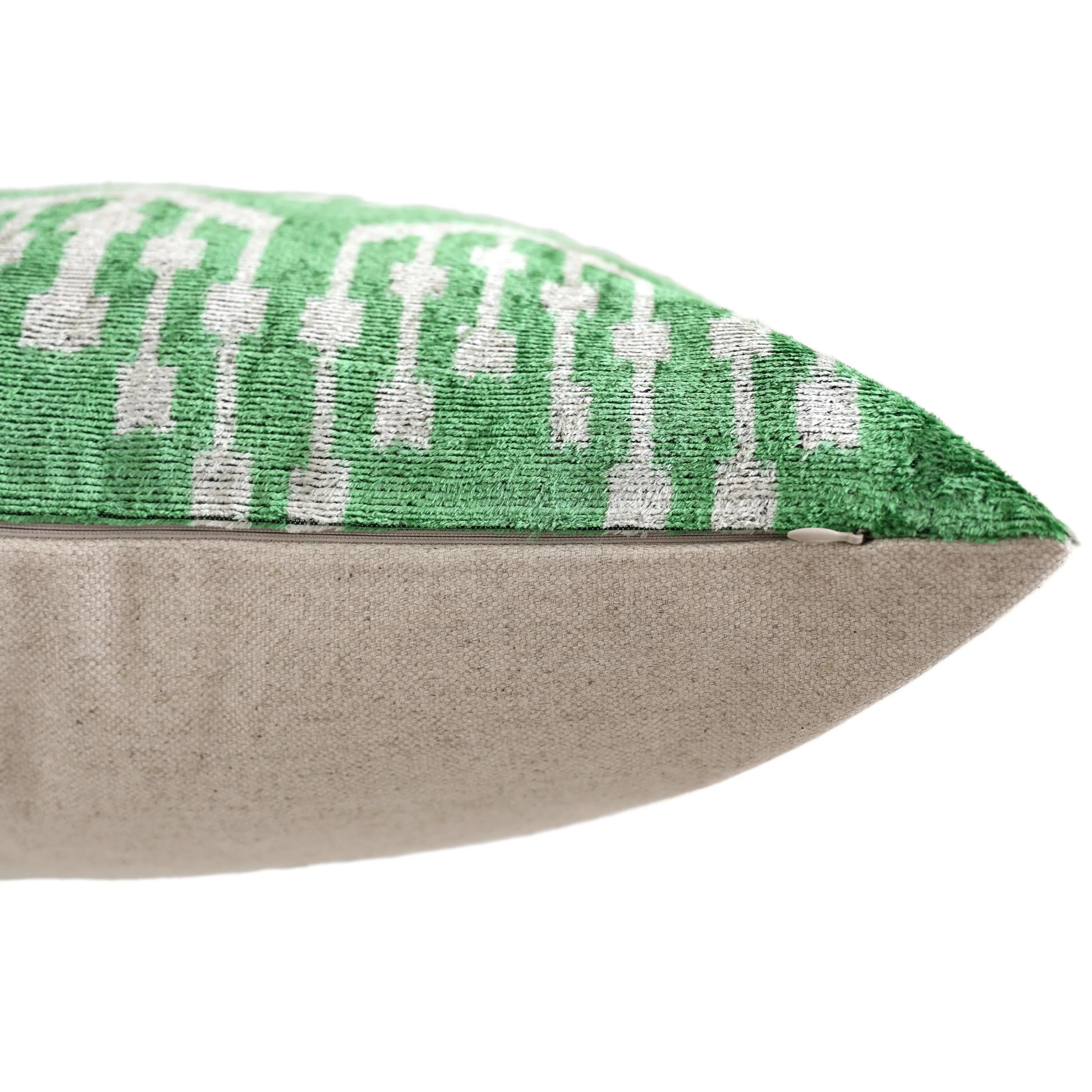Handwoven Green Ikat Silk Velvet Pillow 20x20 Inch | Luxury Organic Decorative Throw Pillow - Image 6