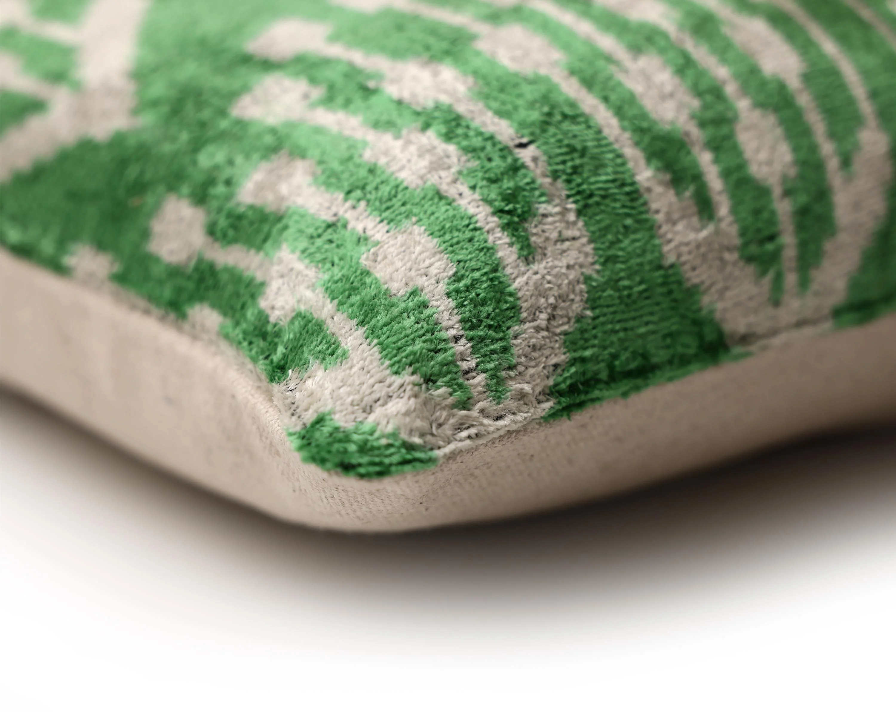 Handwoven Green Ikat Silk Velvet Pillow 20x20 Inch | Luxury Organic Decorative Throw Pillow - Image 8