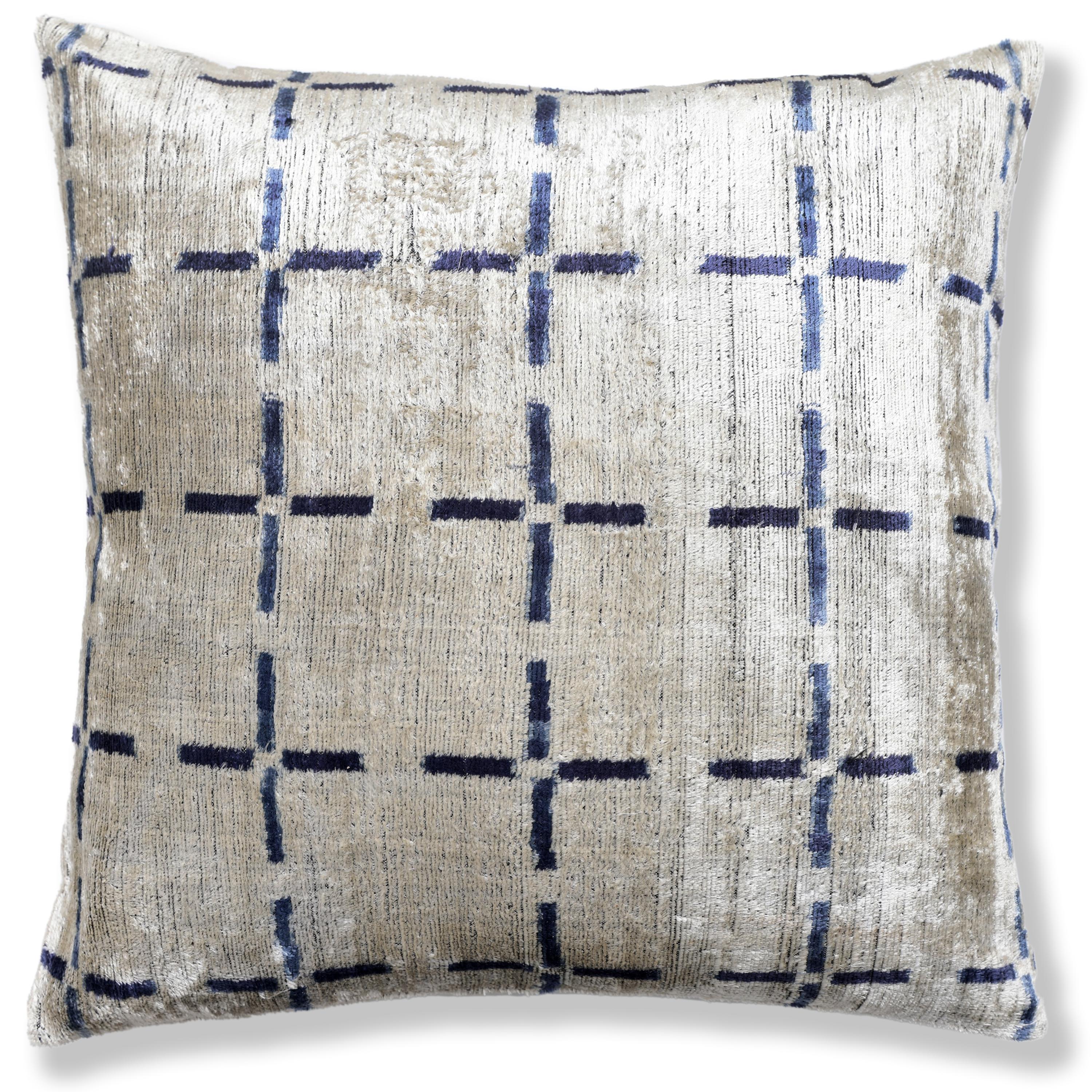 Handwoven Silk Velvet Grid Pillow 20x20 Inch | Organic Modern Luxury Accent Cushion - Image 5