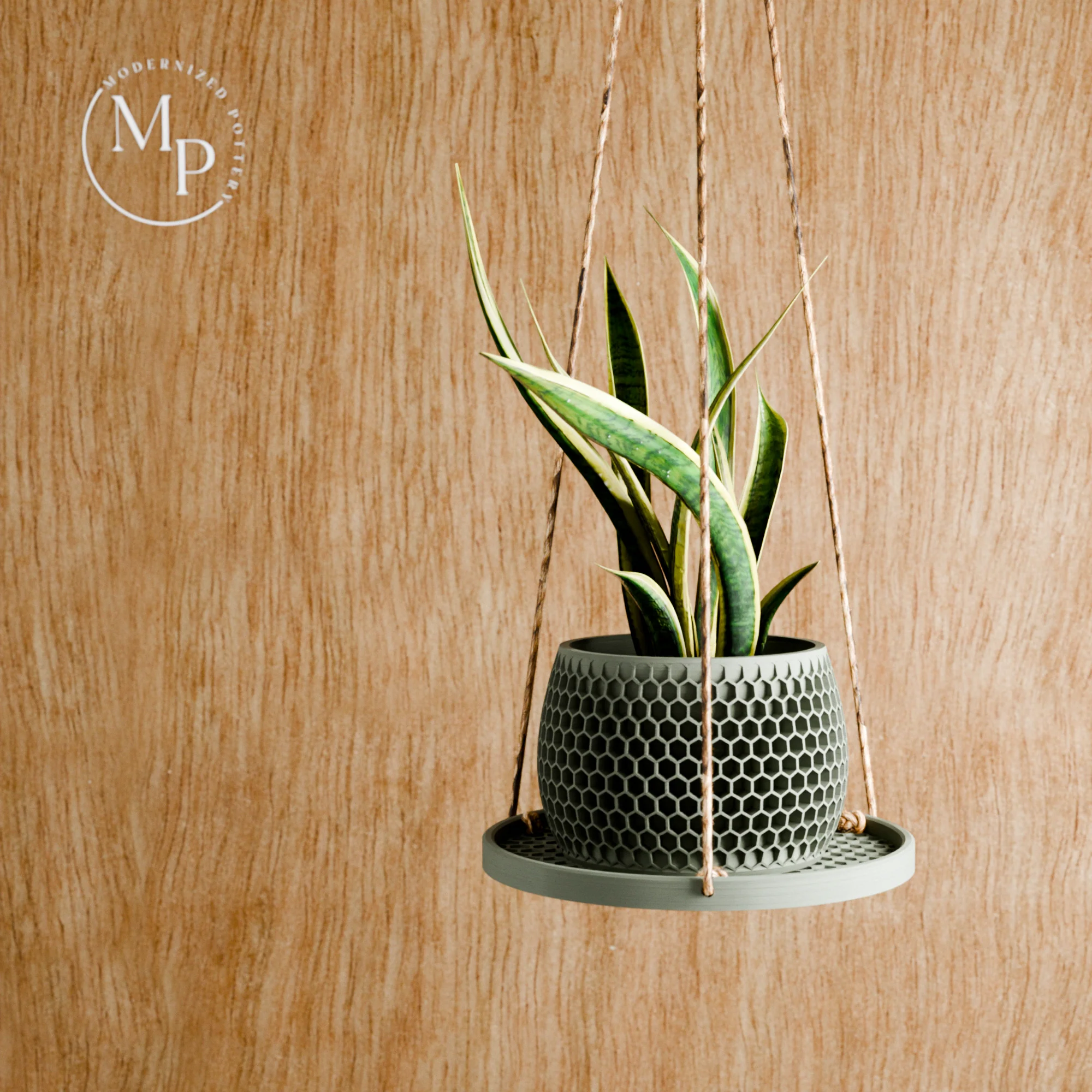Hanging Plant Pot Tray | Honeycomb - Image 2