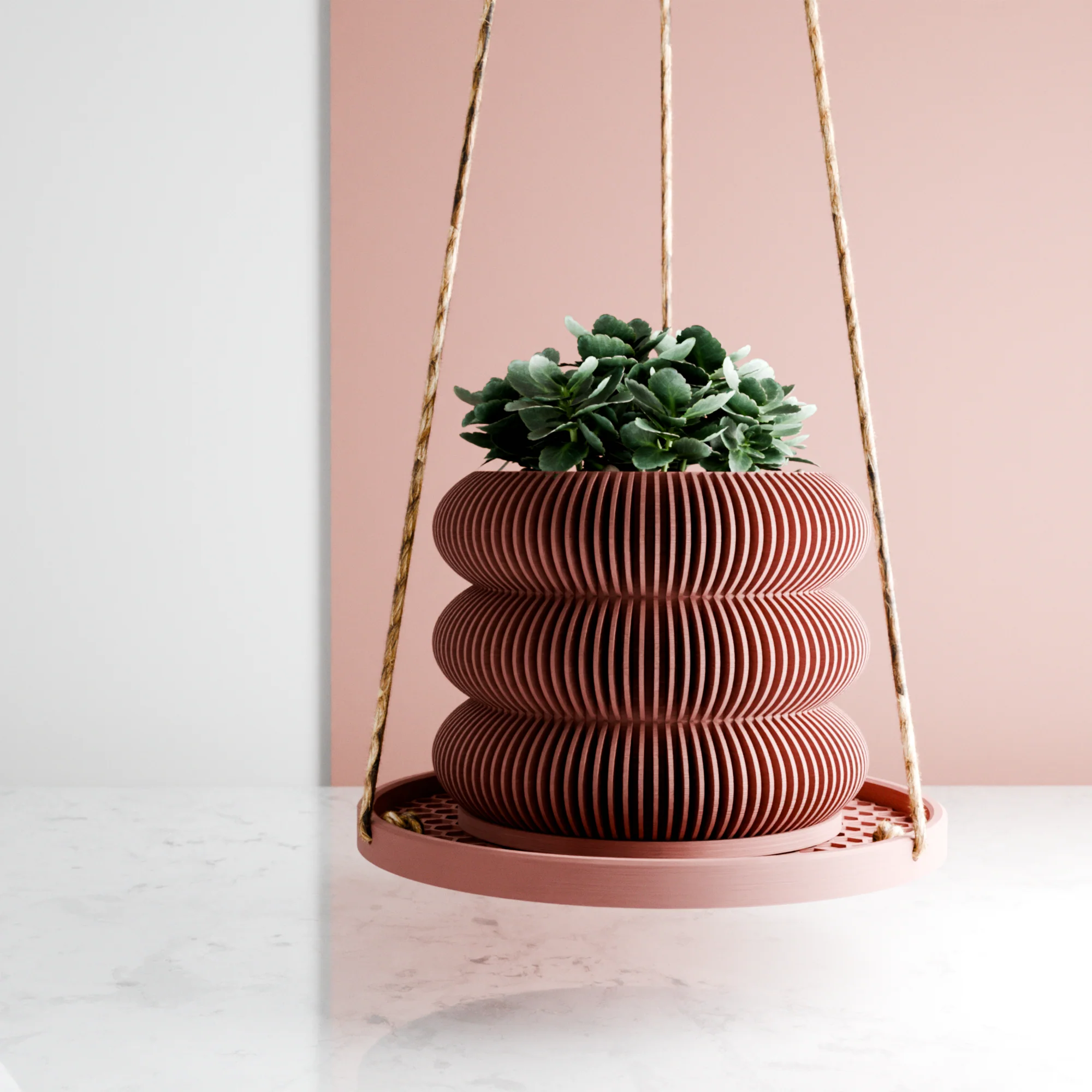 Hanging Plant Pot Tray | Honeycomb - Image 3