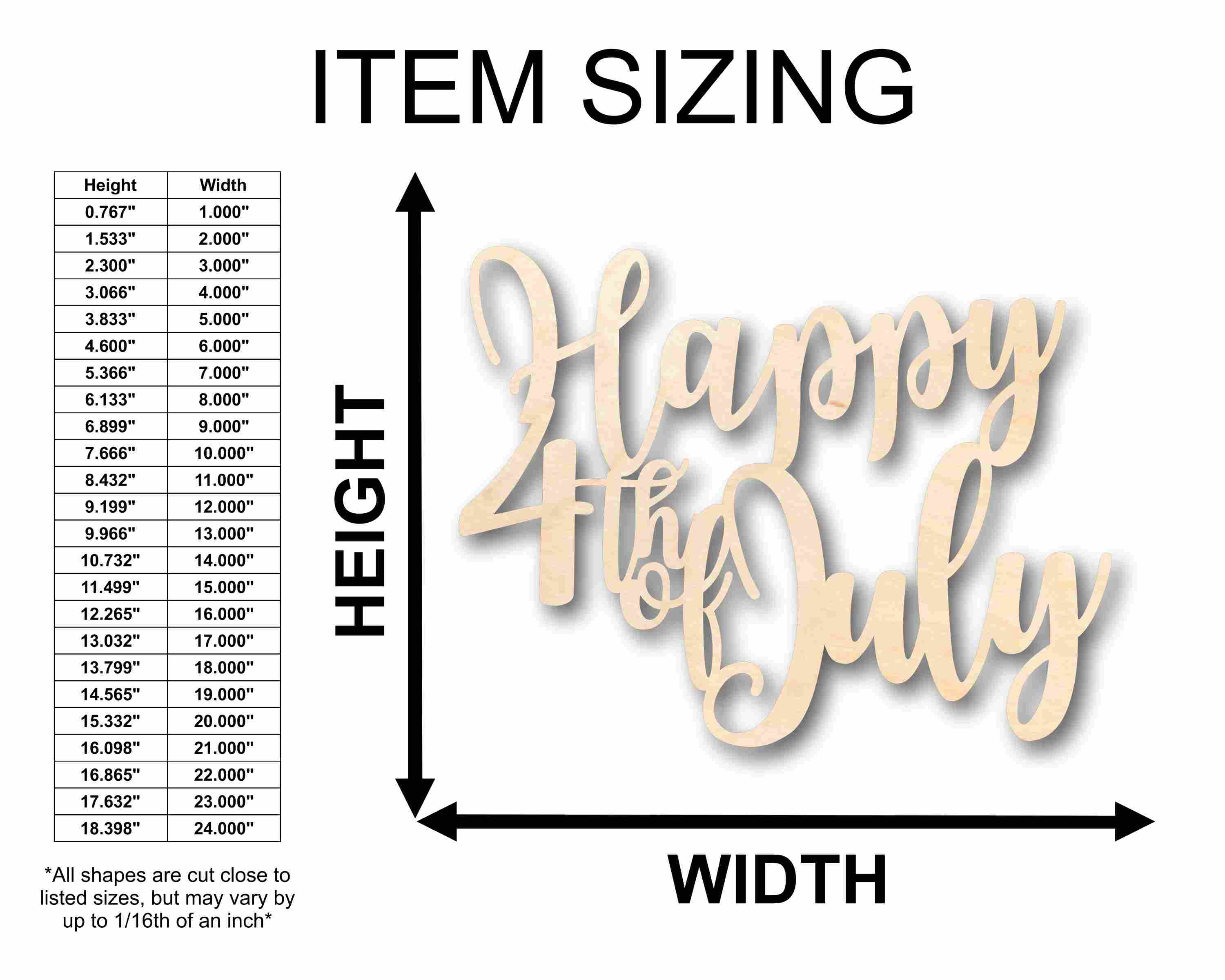 Happy 4th of July Unfinished Wood Cutout DIY handmade Craft - Image 2