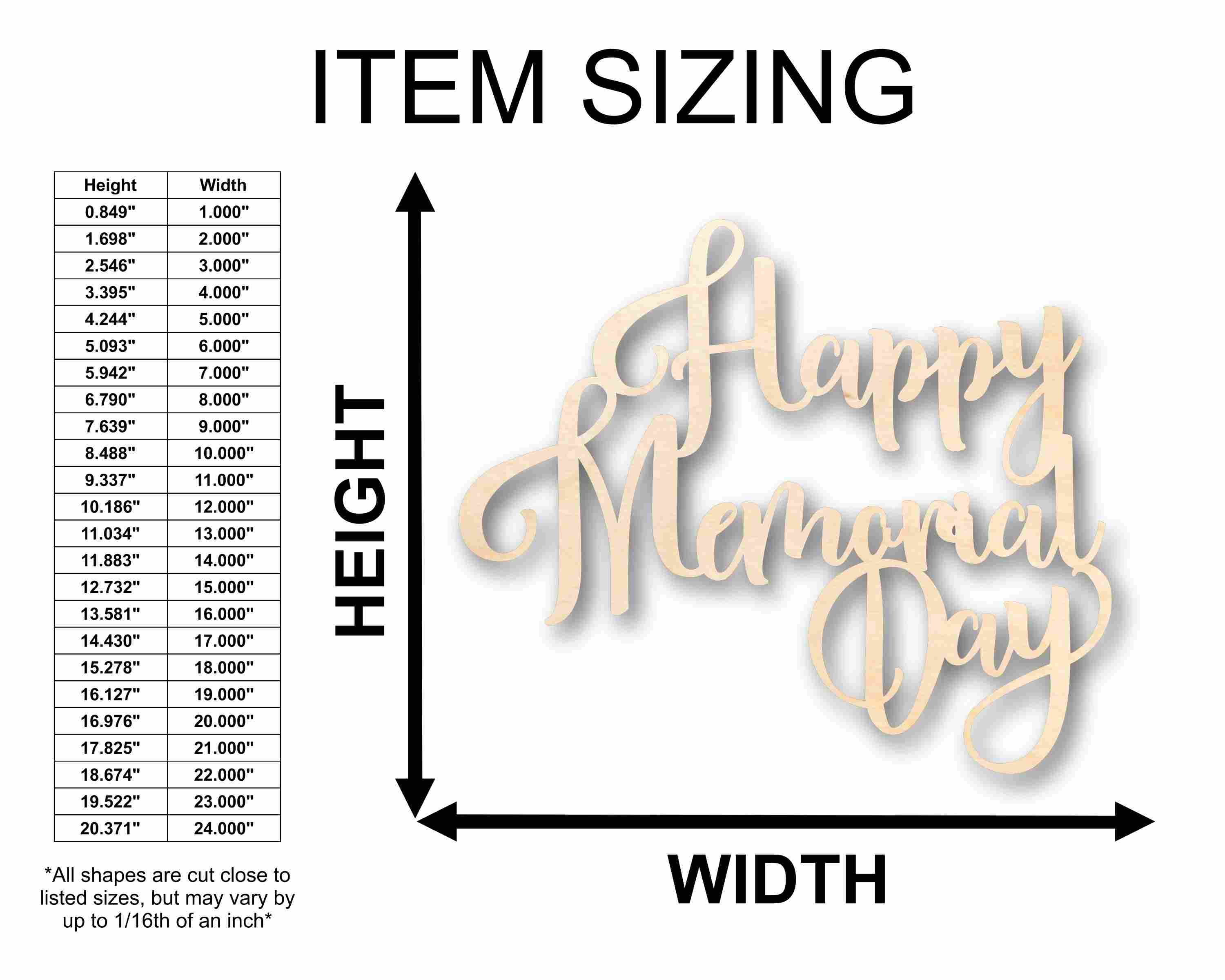 Happy Memorial Day Unfinished Wood Cutout DIY handmade Craft - Image 2