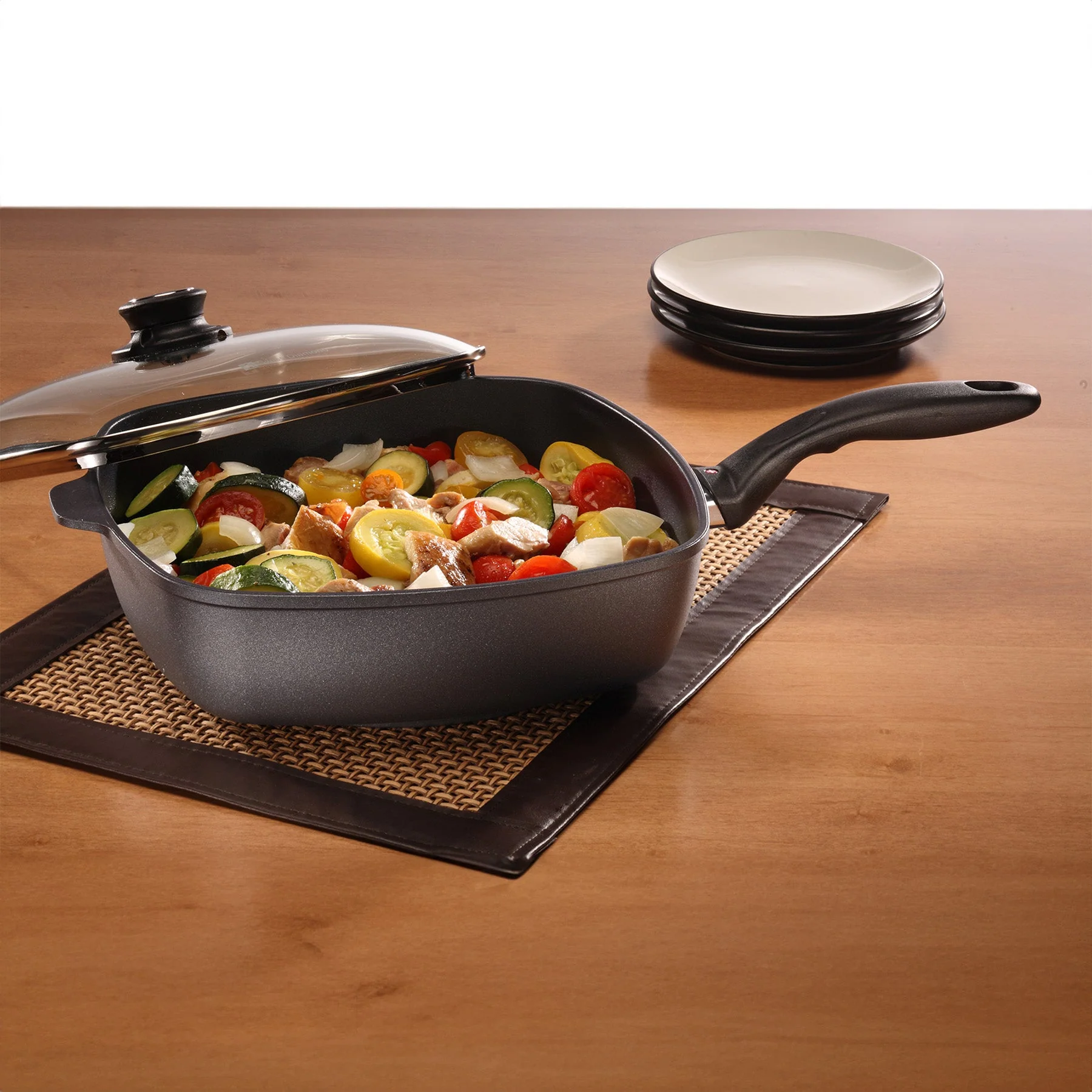 HD Nonstick Square Saute Pan with Glass Lid - Induction - Image 2