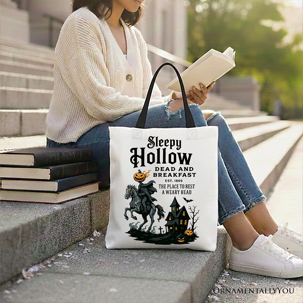 Headless Horseman Sleepy Hollow Halloween Canvas Tote Bag, Dead and Breakfast Retro Gift - Image 6