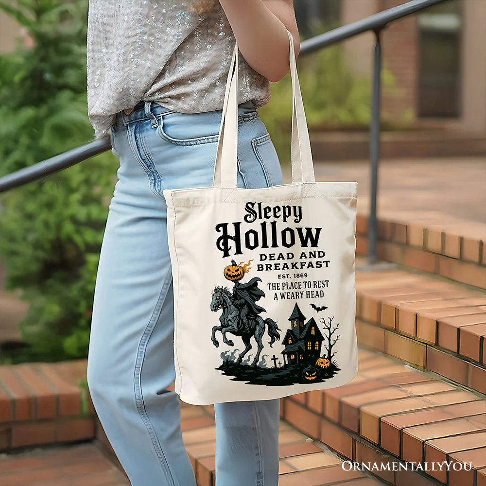 Headless Horseman Sleepy Hollow Halloween Canvas Tote Bag, Dead and Breakfast Retro Gift - Image 8