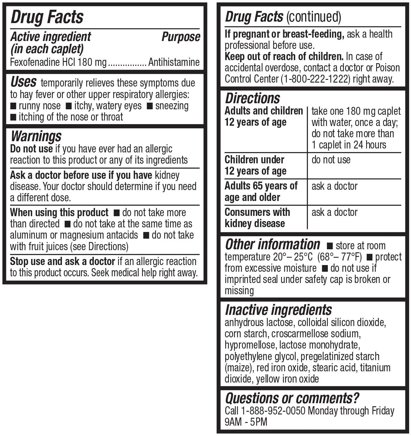 HealthA2Z Fexofenadine Hydrochloride 180mg, Antihistamine for Allergy Relief, 24-Hour Antihistamine for Allergy Relief (120 Count (Pack of 1)) - Image 5
