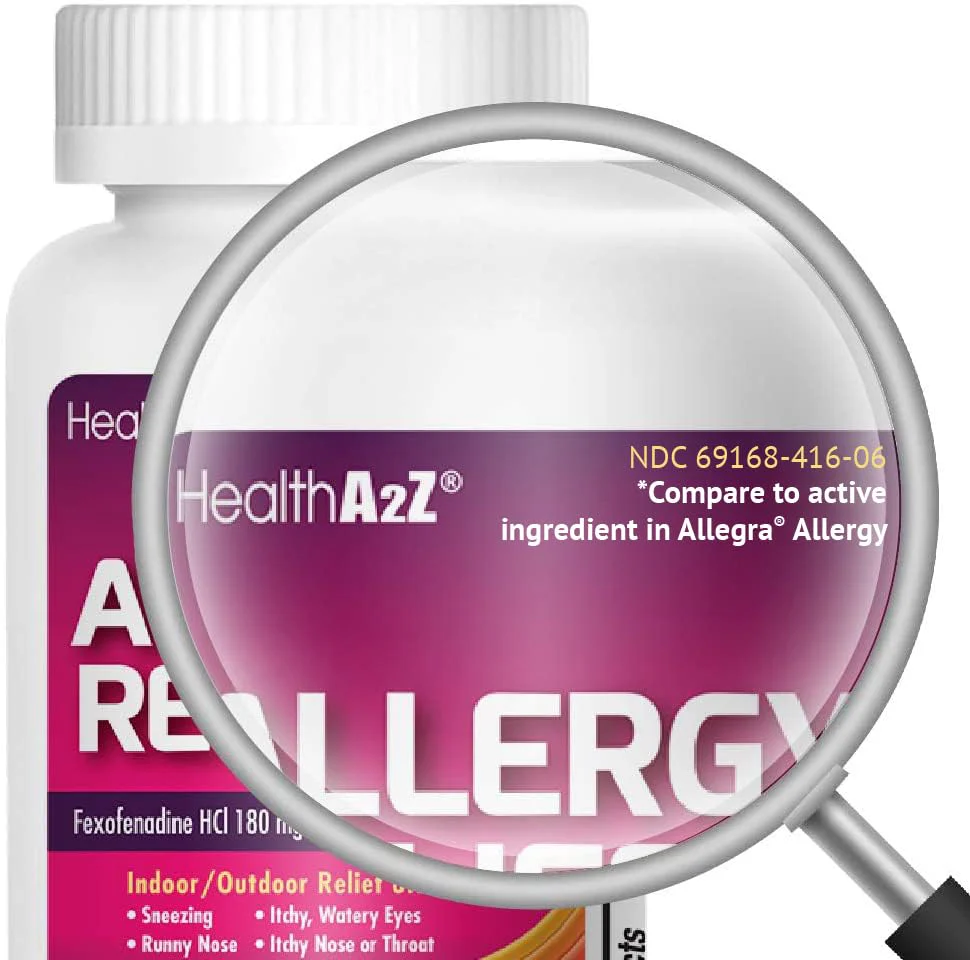 HealthA2Z Fexofenadine Hydrochloride 180mg, Antihistamine for Allergy Relief, 24-Hour Antihistamine for Allergy Relief (120 Count (Pack of 1)) - Image 6