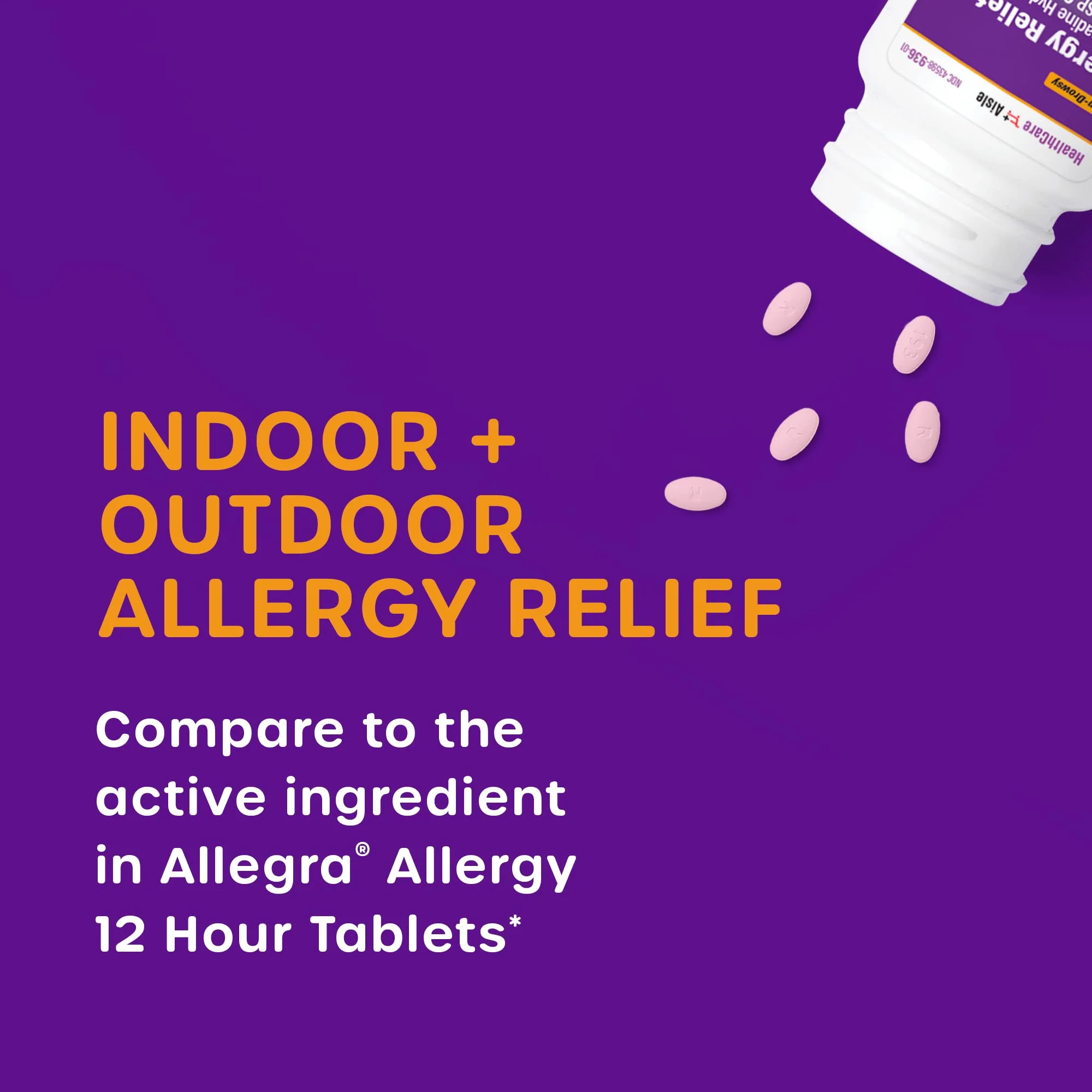 HealthCareAisle Allergy Relief - Fexofenadine Hydrochloride Tablets USP, 60 mg - 100 Tablets - Non-Drowsy Antihistamine, 12-Hour Allergy Medicine - Image 6