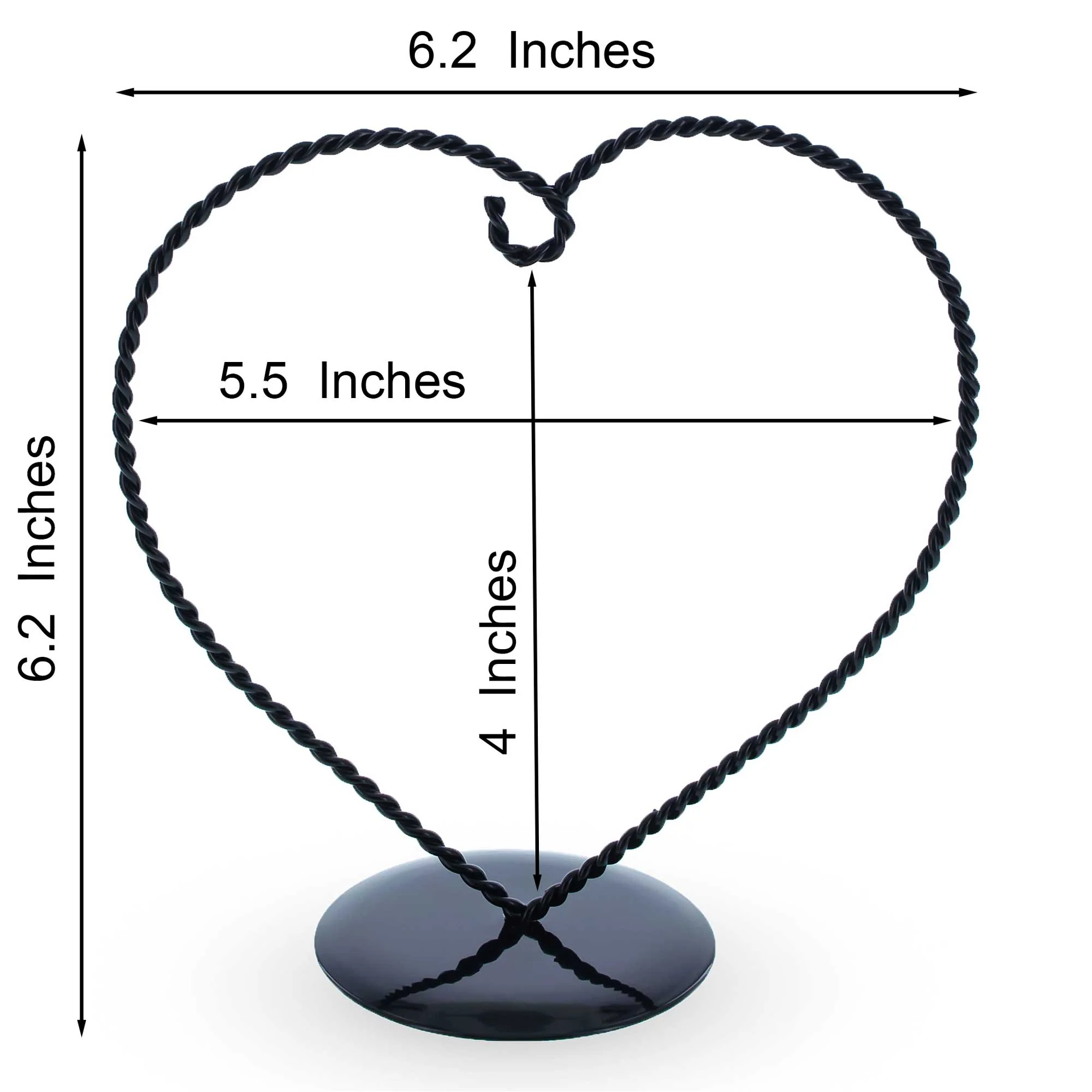 Heart-Shaped Twisted Black Painted Metal Ornament Display Stand 6.2 Inches (Poland) - Image 3